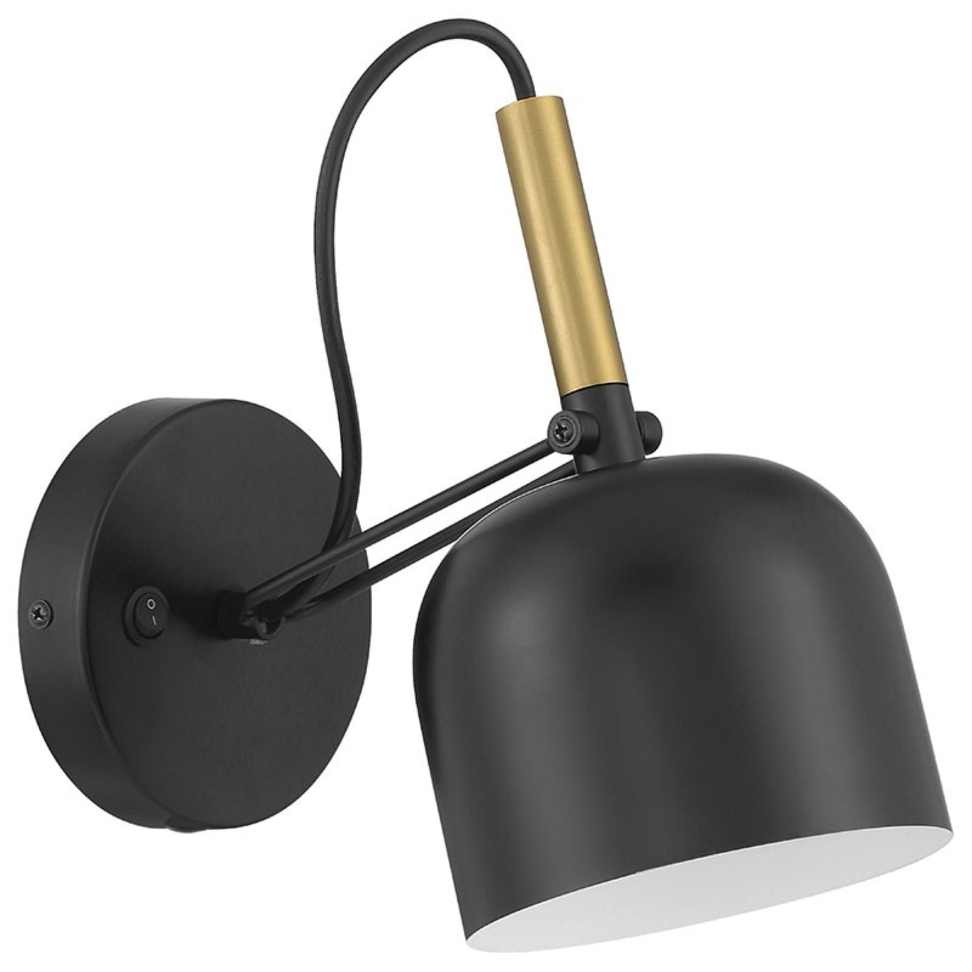 Porto 10" LED Reading Light, Black with Antique Brushed Brass Finish - Bees Lighting
