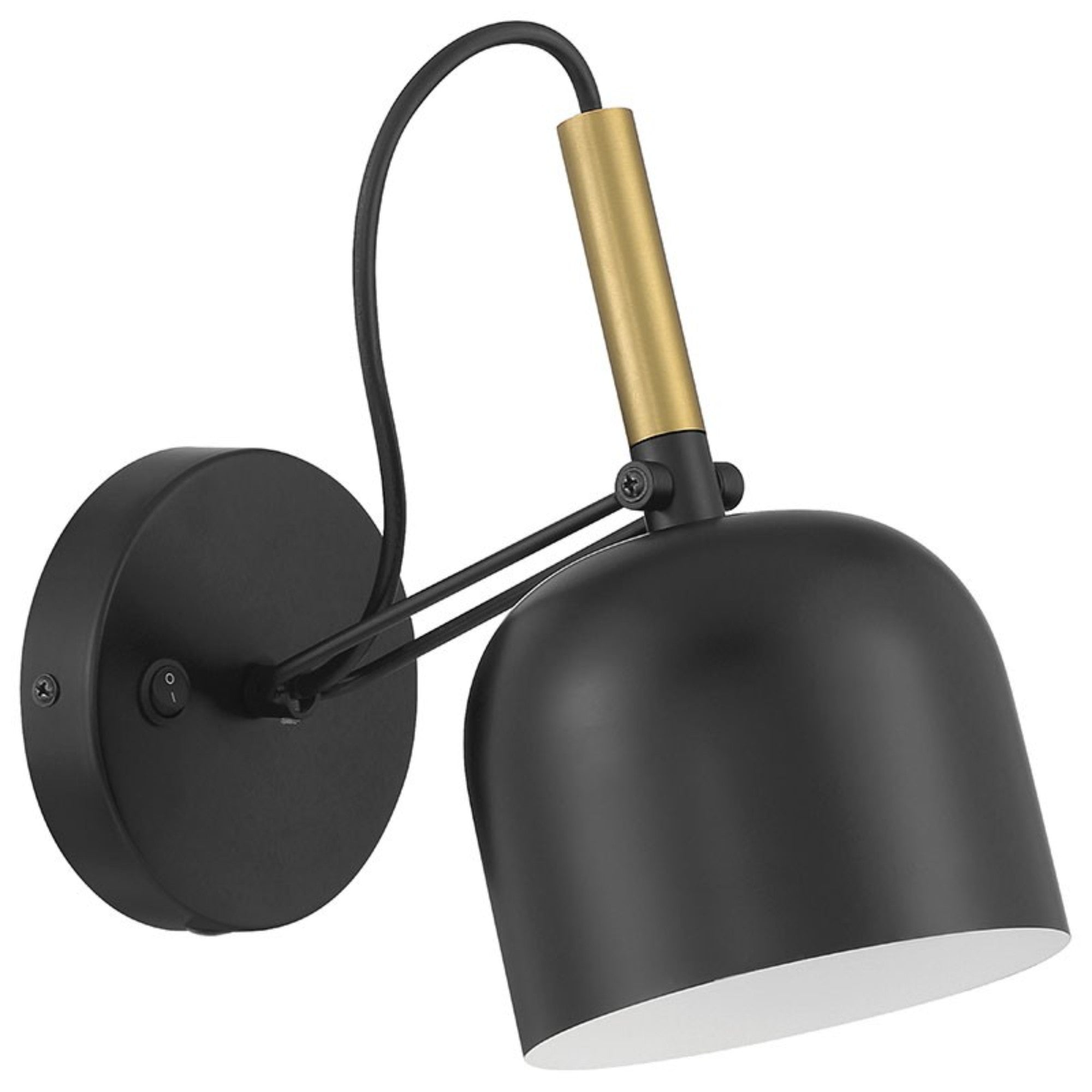 Porto 10" LED Reading Light, Black with Antique Brushed Brass Finish - Bees Lighting