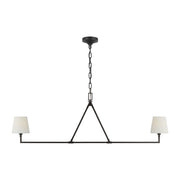 Perth 56" 2-Light Large Linear Chandelier, Aged Iron Finish - Bees Lighting