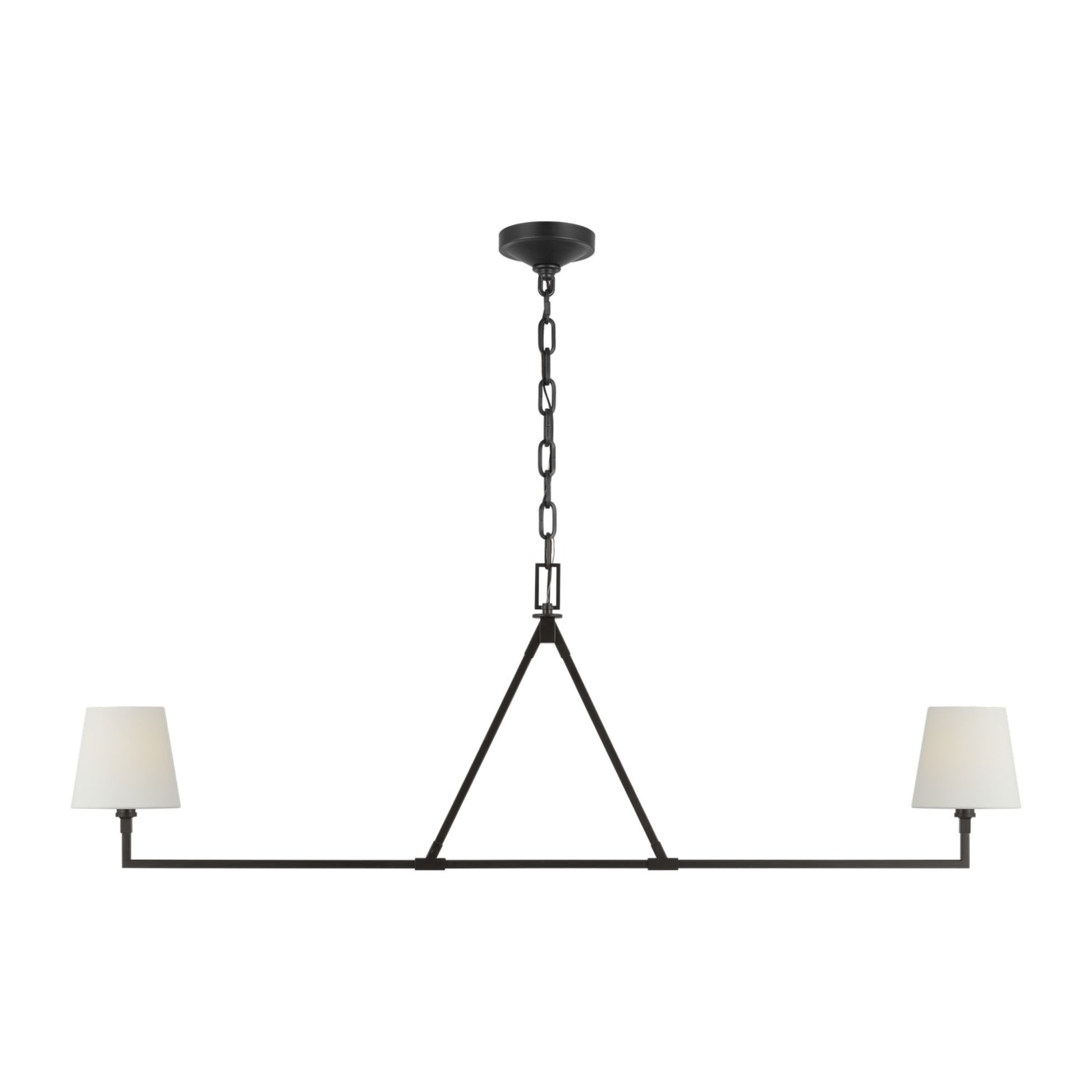 Perth 56" 2-Light Large Linear Chandelier, Aged Iron Finish - Bees Lighting