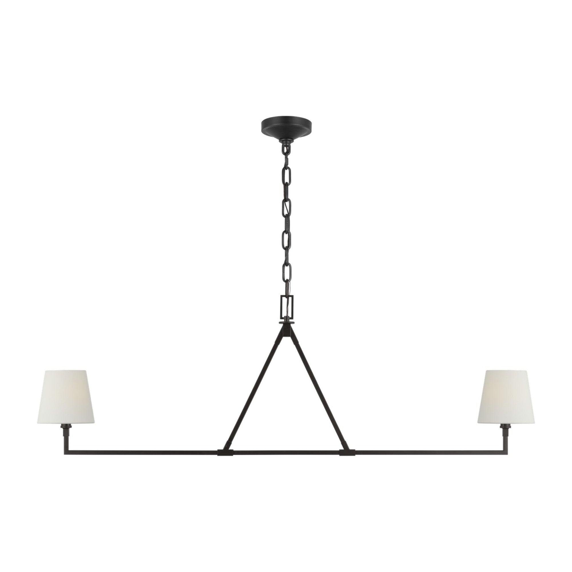 Perth 56" 2-Light Large Linear Chandelier, Aged Iron Finish - Bees Lighting