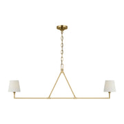Perth 56" 2-Light Large Linear Chandelier, Burnished Brass Finish - Bees Lighting