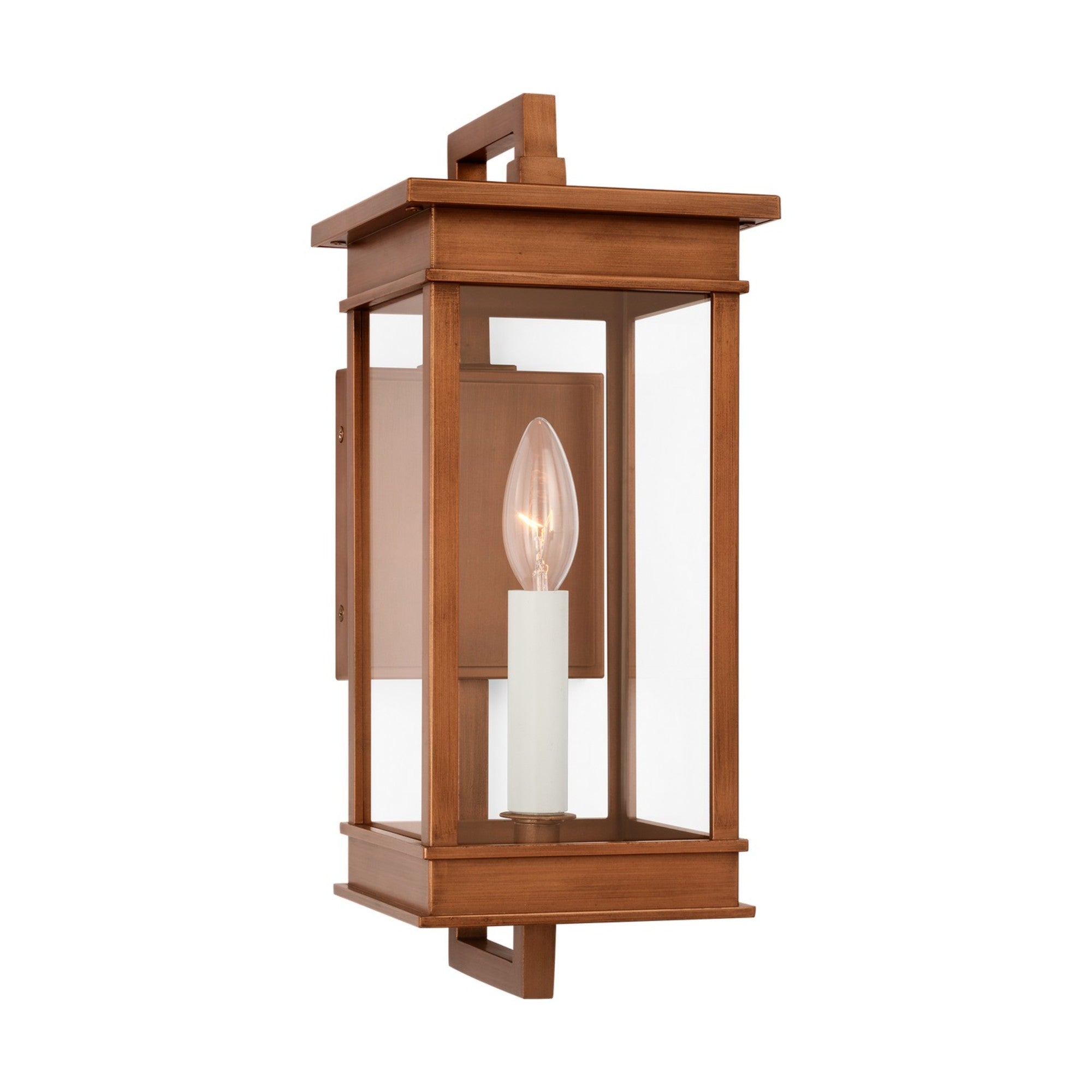 Cupertino 15" Small Bracket Wall Lantern, Natural Copper Finish - Bees Lighting