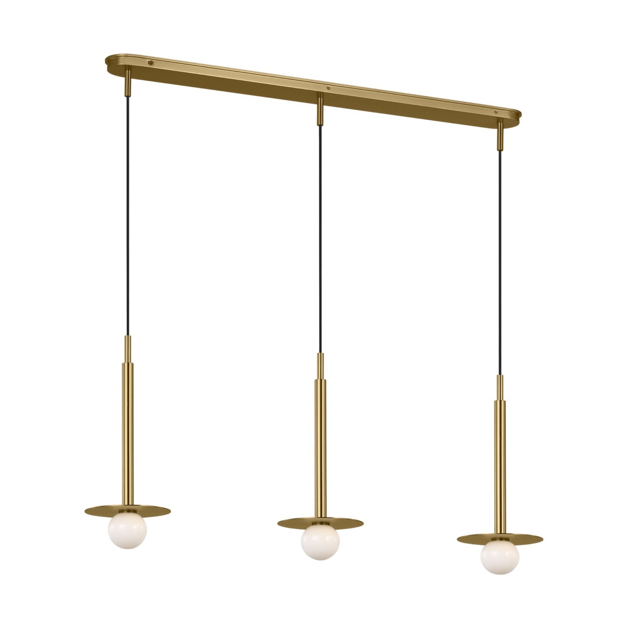 Nodes 49" 3-Light Small Linear Pendant, Burnished Brass Finish - Bees Lighting