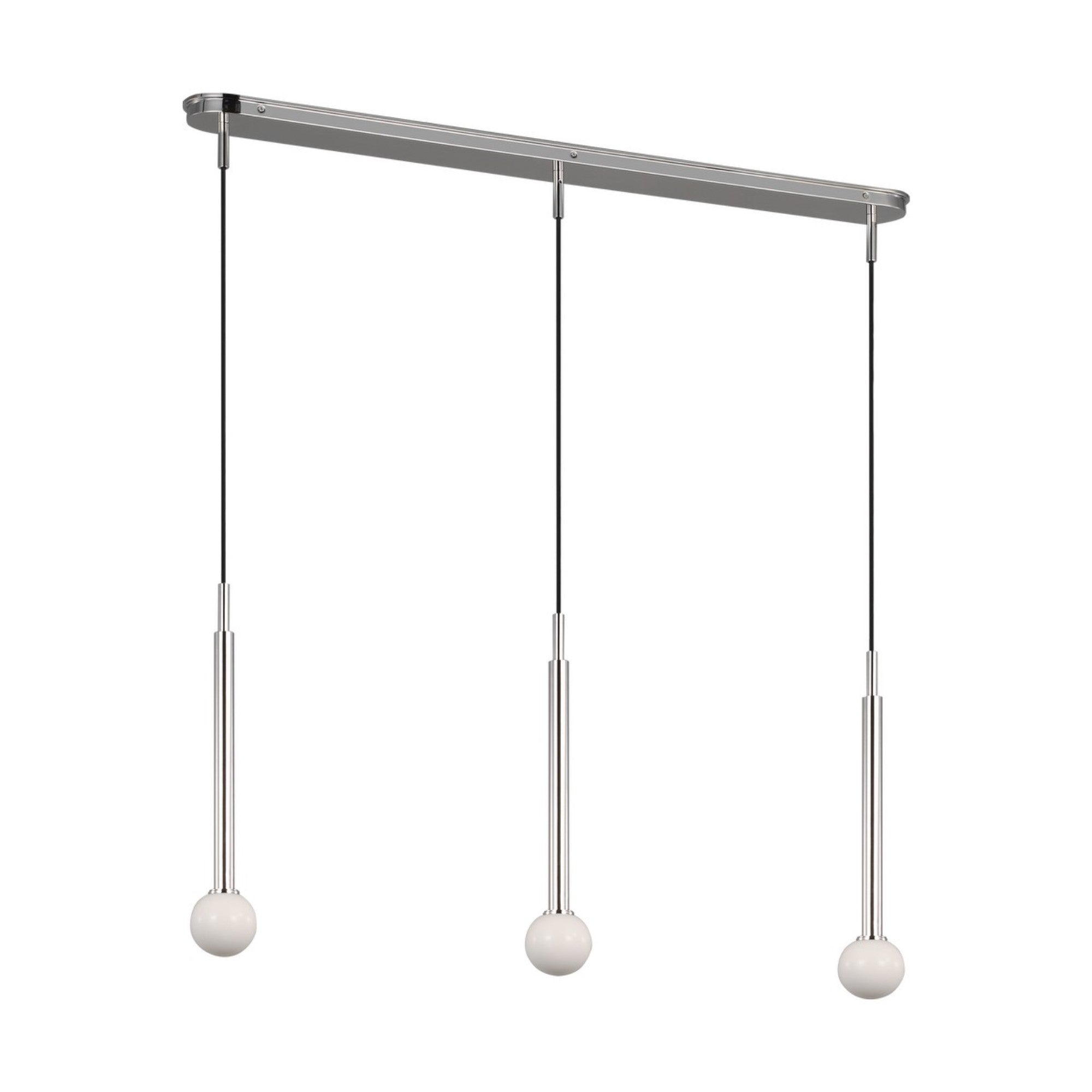 Nodes 49" 3-Light Small Linear Pendant, Polished Nickel Finish - Bees Lighting