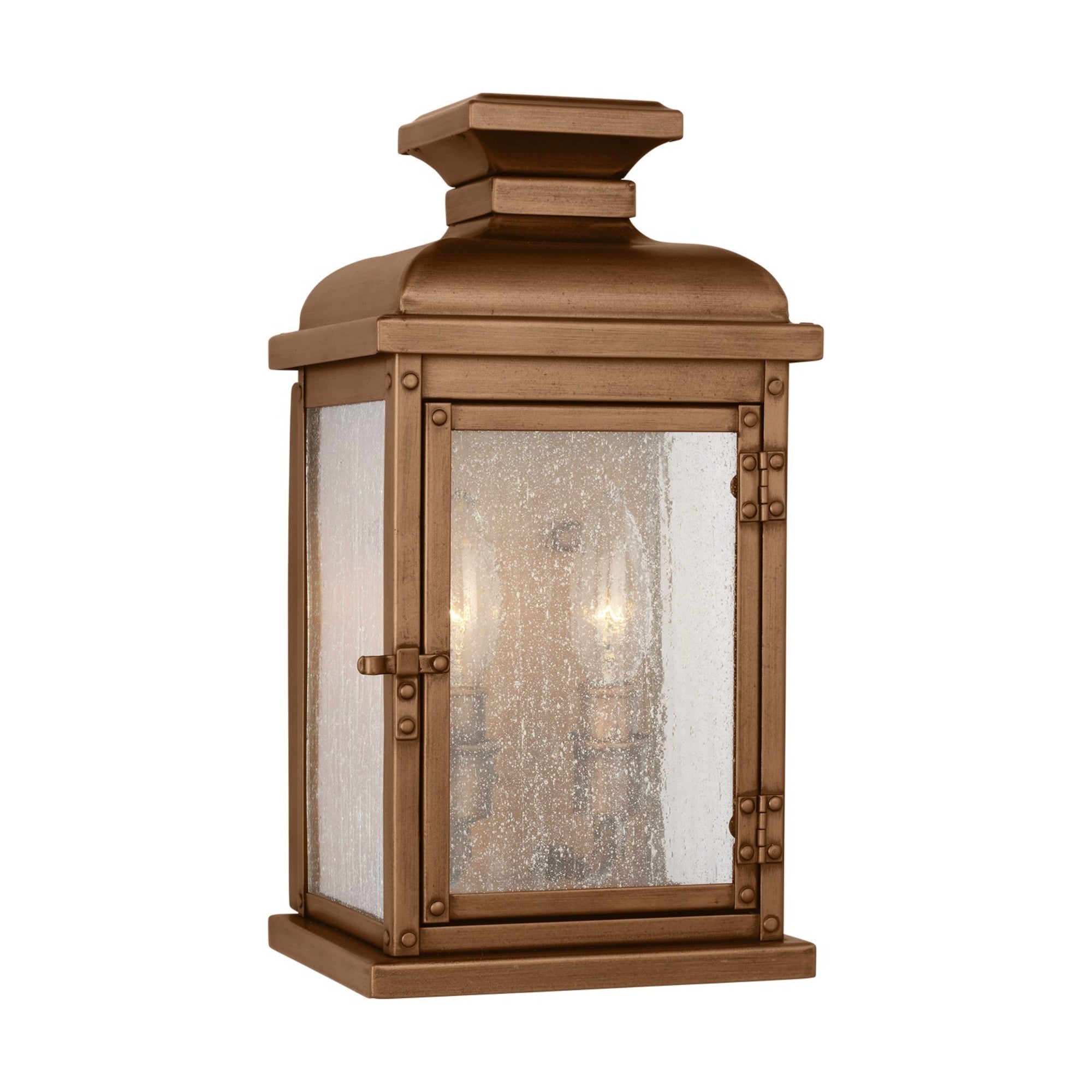 Pediment 13" Small Lantern, Natural Copper Finish - Bees Lighting
