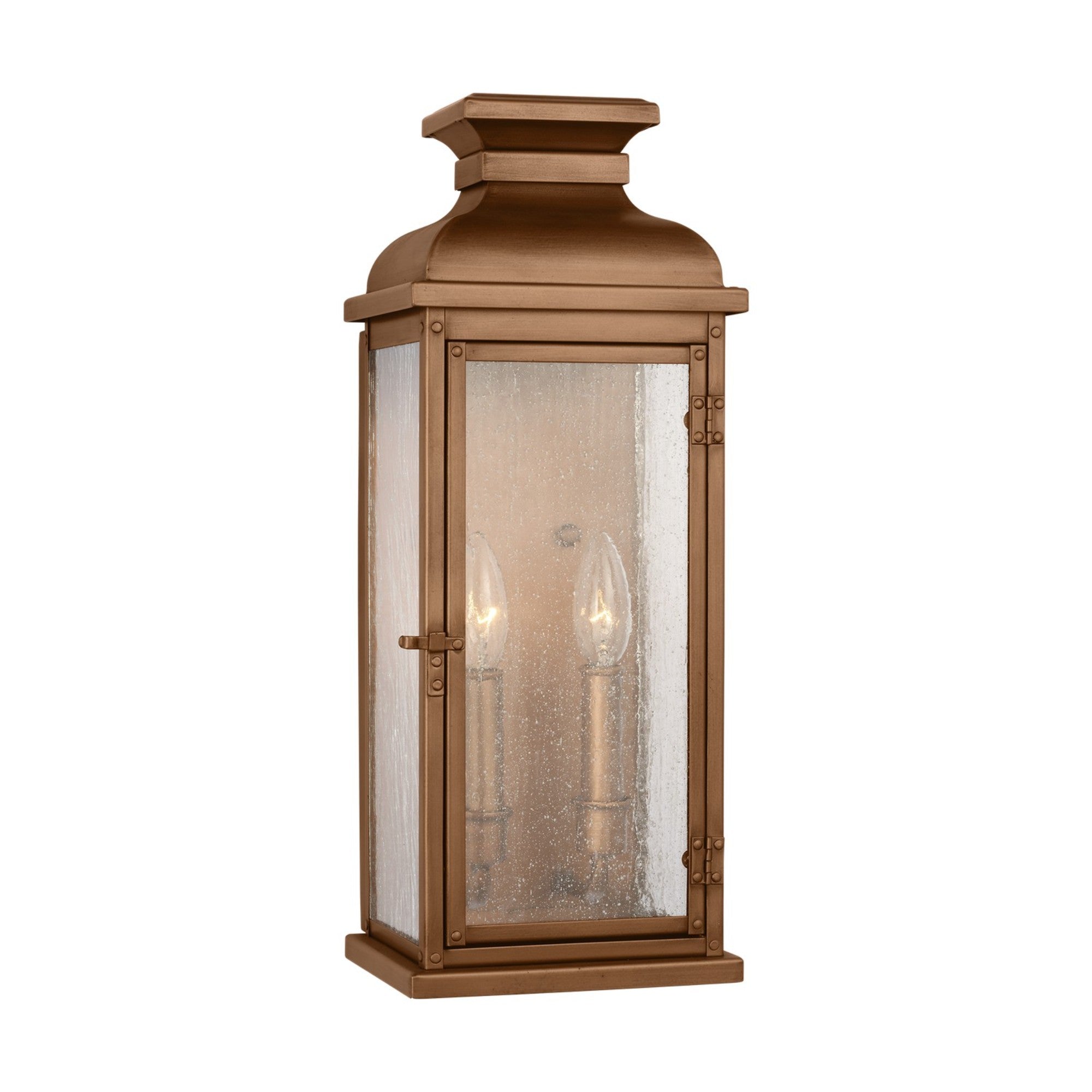 Pediment 18" Medium Lantern, Natural Copper Finish - Bees Lighting