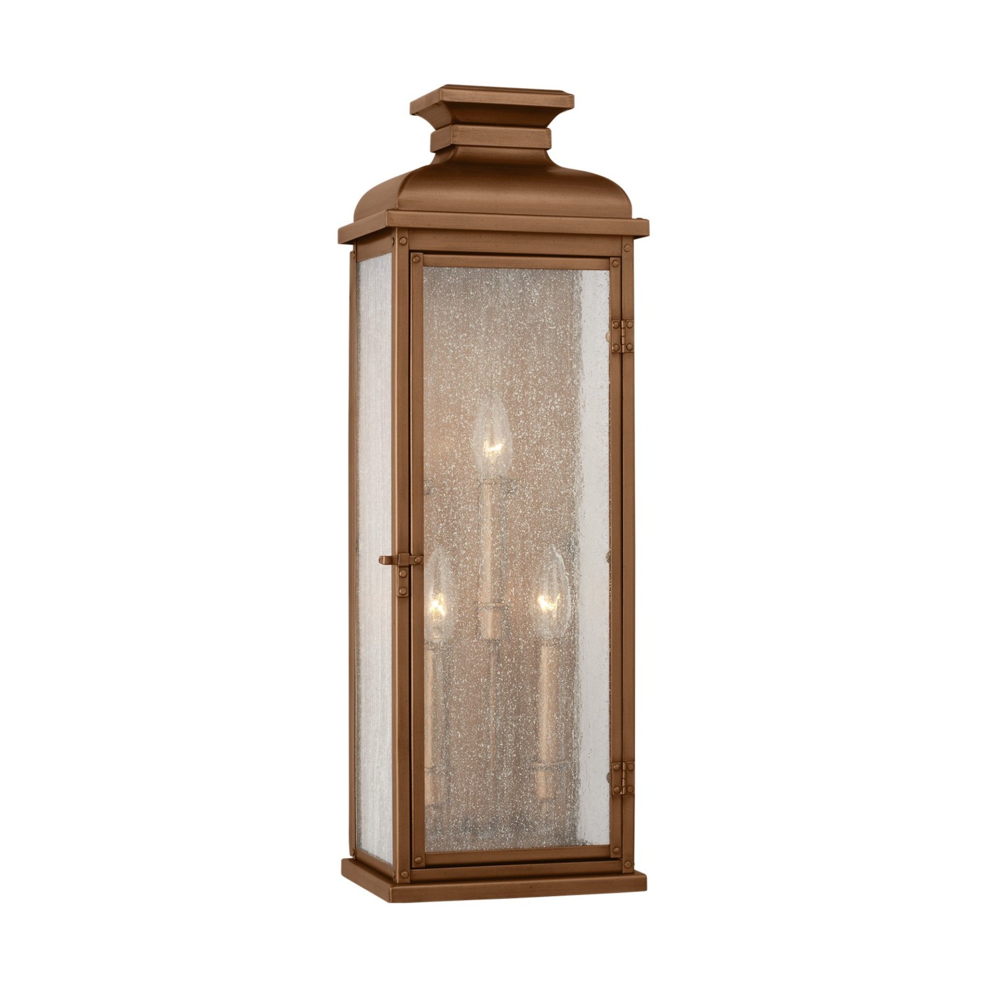 Pediment 24" Large Lantern, Natural Copper Finish - Bees Lighting