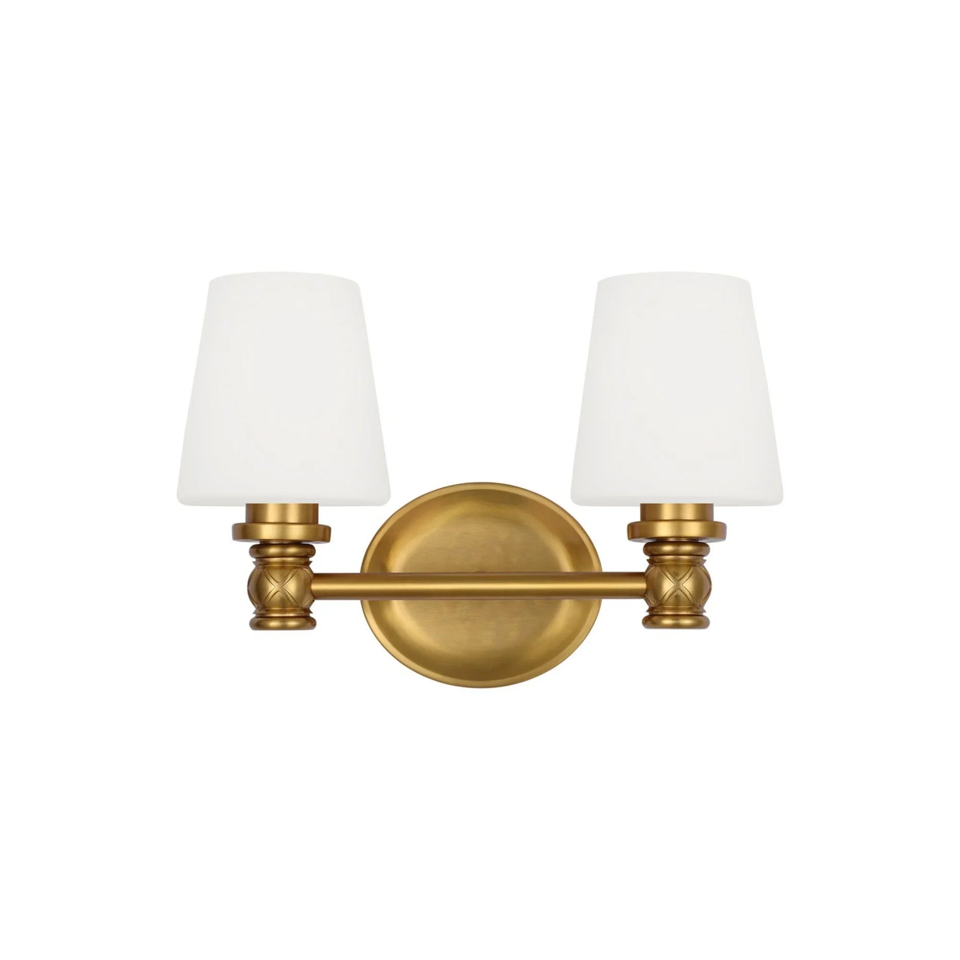 Xavierre 14" 2-Light Bathroom Vanity, Burnished Brass Finish - Bees Lighting