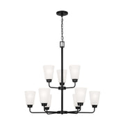 Kerrville 29" 9-Light LED Chandelier, Midnight Black Finish - Bees Lighting