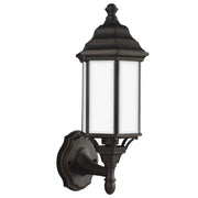 Sevier 16" LED Small Uplight Outdoor Wall Lantern, Antique Bronze Finish with Satin Etched Glass - Bees Lighting