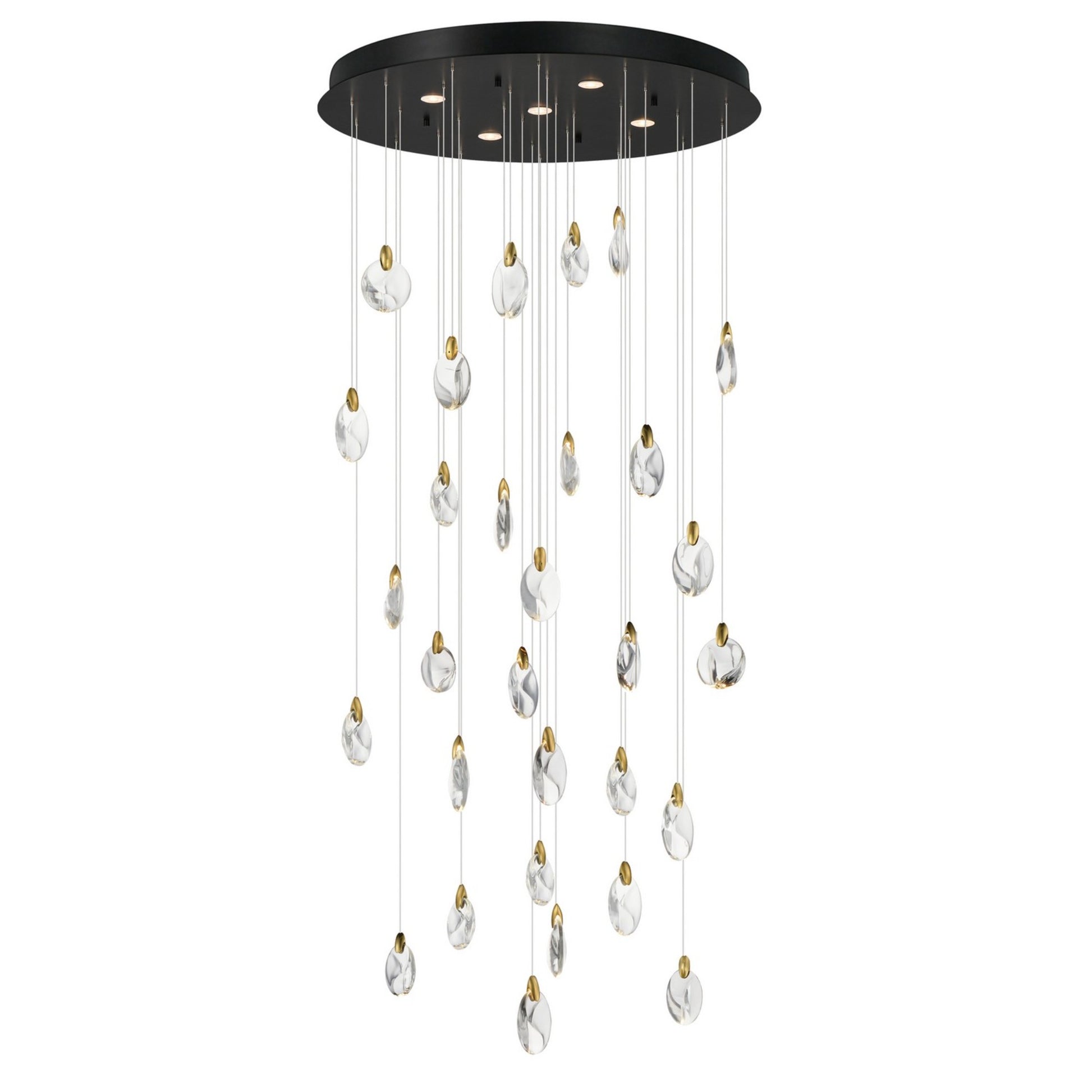 Pebble 36" LED Pendant, Black & Polished Gold Finish - Bees Lighting