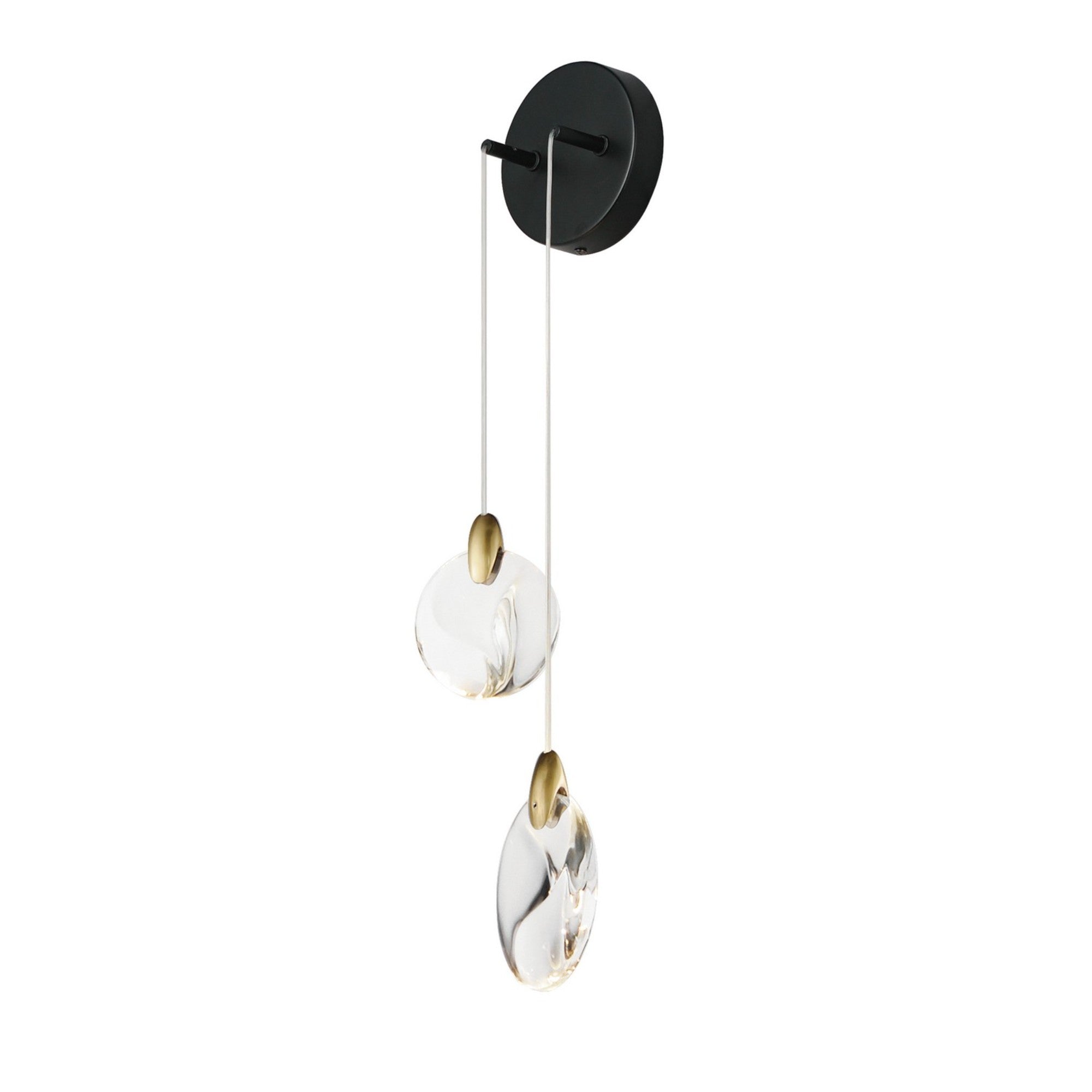 Pebble 24" 2-Light LED Wall Sconce, Black & Polished Gold Finish - Bees Lighting