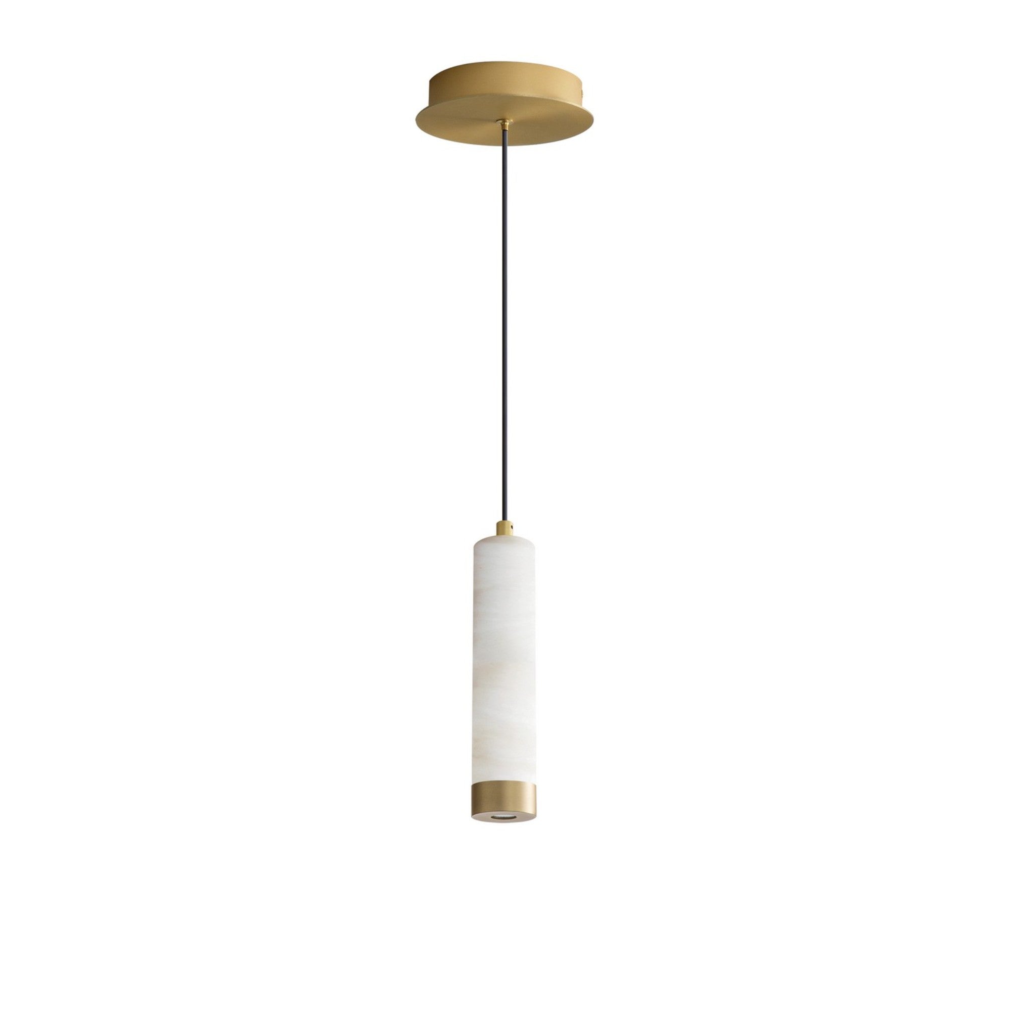 Aragon 10" LED Pendant, White Alabaster & Gold Finish - Bees Lighting