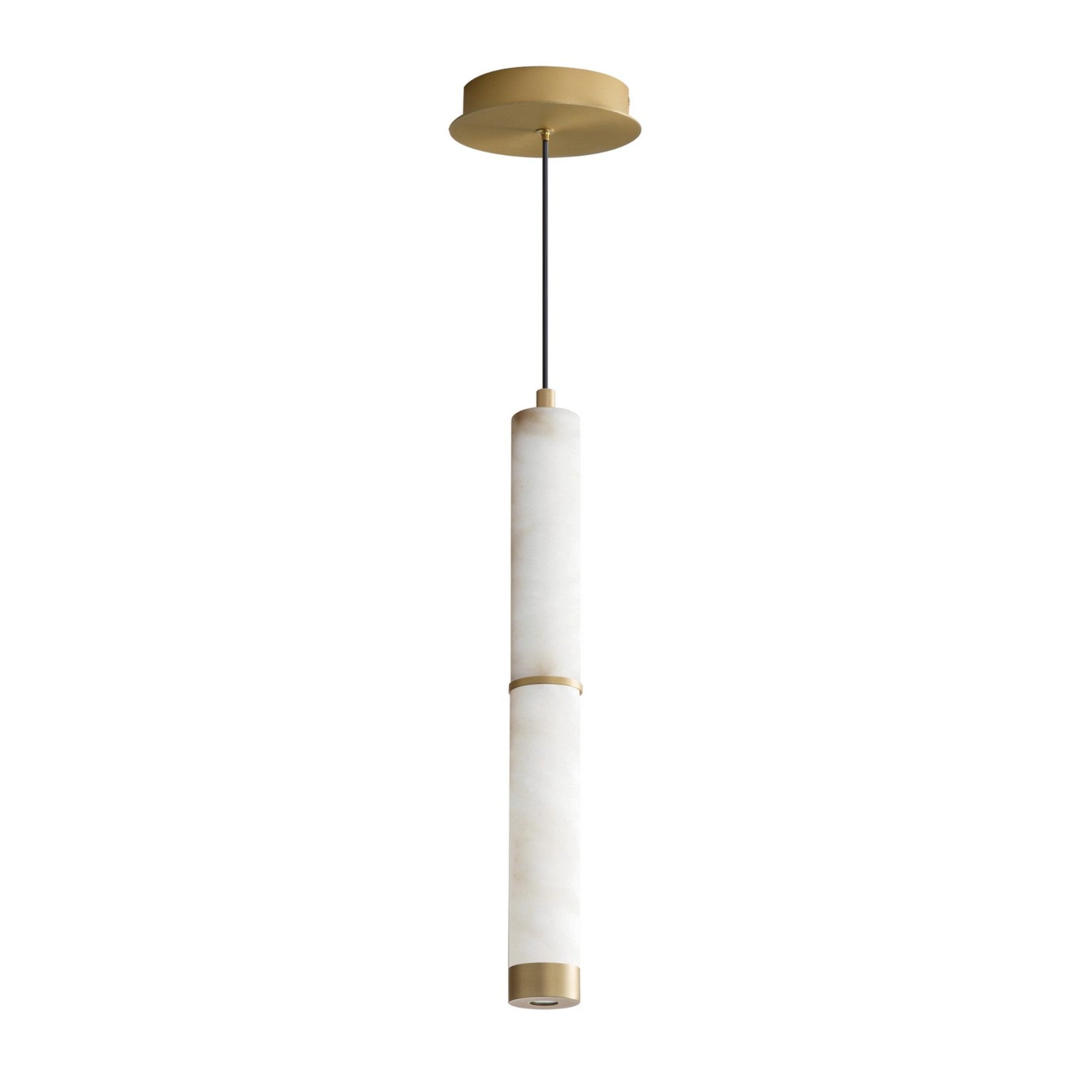 Aragon 18" LED Pendant, White Alabaster & Gold Finish - Bees Lighting