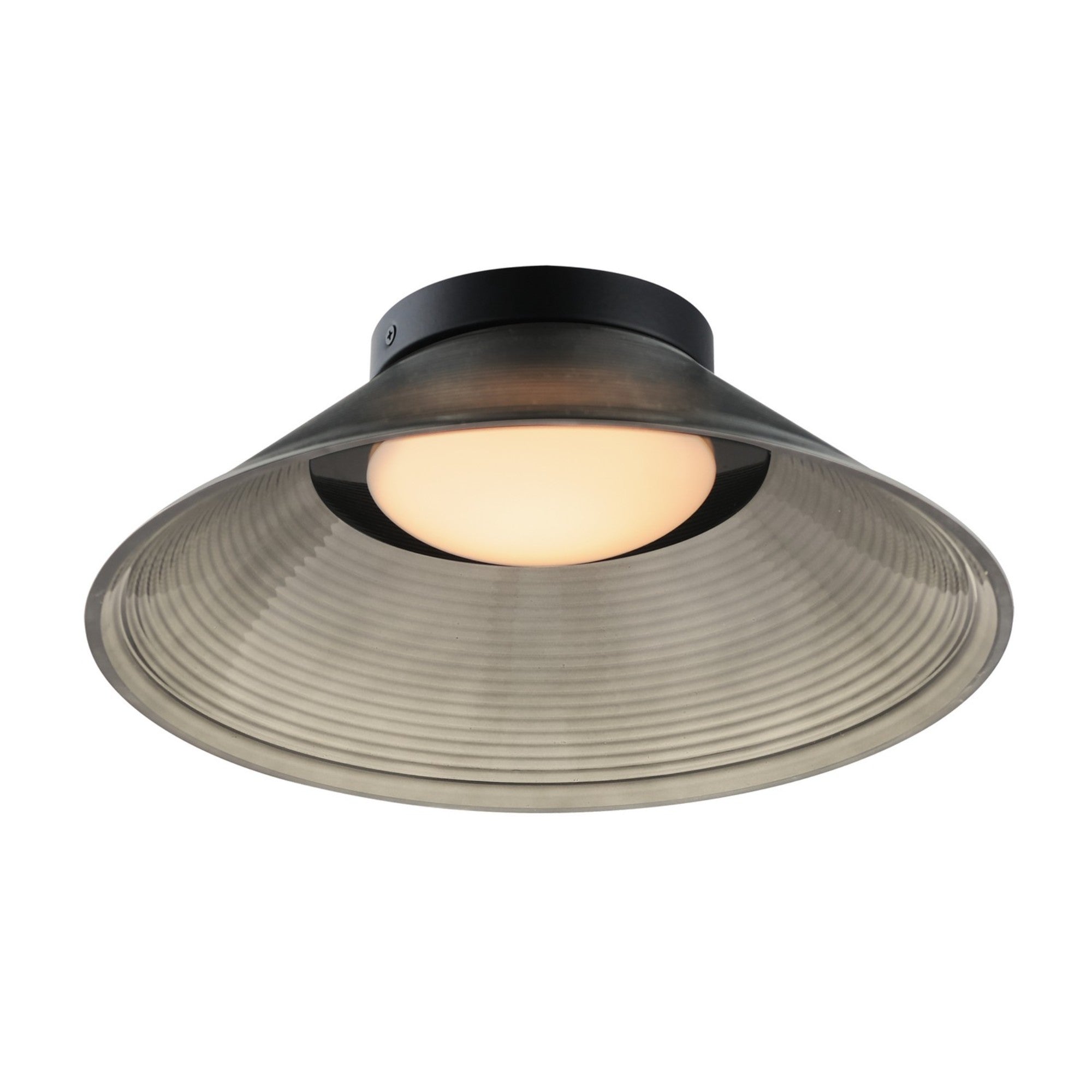 Jensen 12" LED Wall Sconce/Flush Mount, Black Finish with Smoke Glass - Bees Lighting