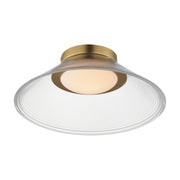 Jensen 12" LED Wall Sconce/Flush Mount, Satin Brass Finish with Clear Glass - Bees Lighting