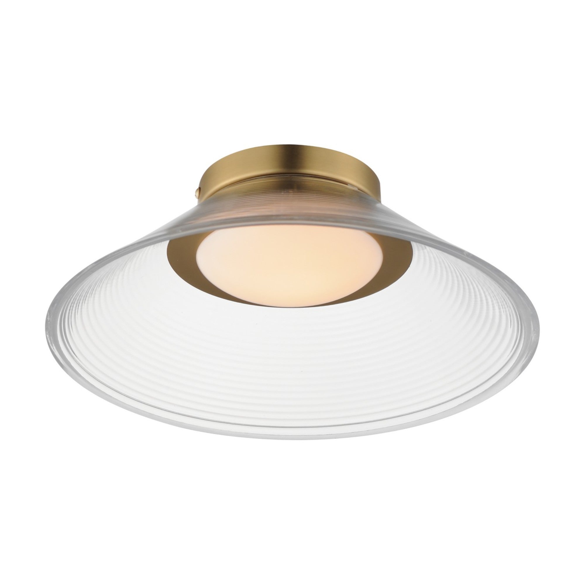 Jensen 12" LED Wall Sconce/Flush Mount, Satin Brass Finish with Clear Glass - Bees Lighting