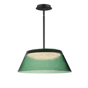 Jensen 18" LED Pendant, Black Finish with Green Glass - Bees Lighting