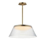 Jensen 18" LED Pendant, Satin Brass Finish with Clear Glass - Bees Lighting