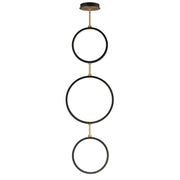 Hoopla 16" 3-Light LED Pendant, Black & Gold Finish - Bees Lighting