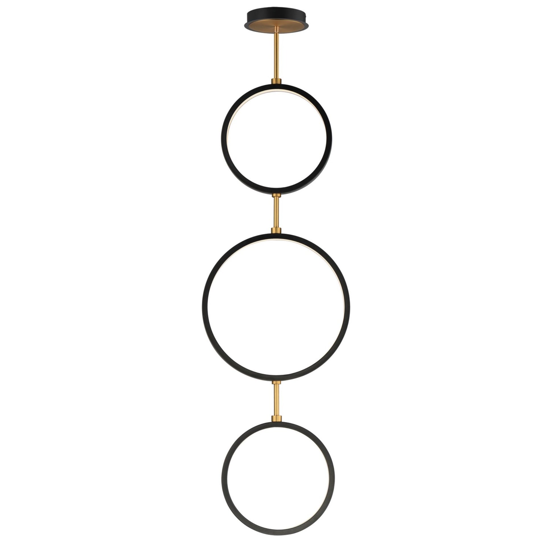 Hoopla 16" 3-Light LED Pendant, Black & Gold Finish - Bees Lighting