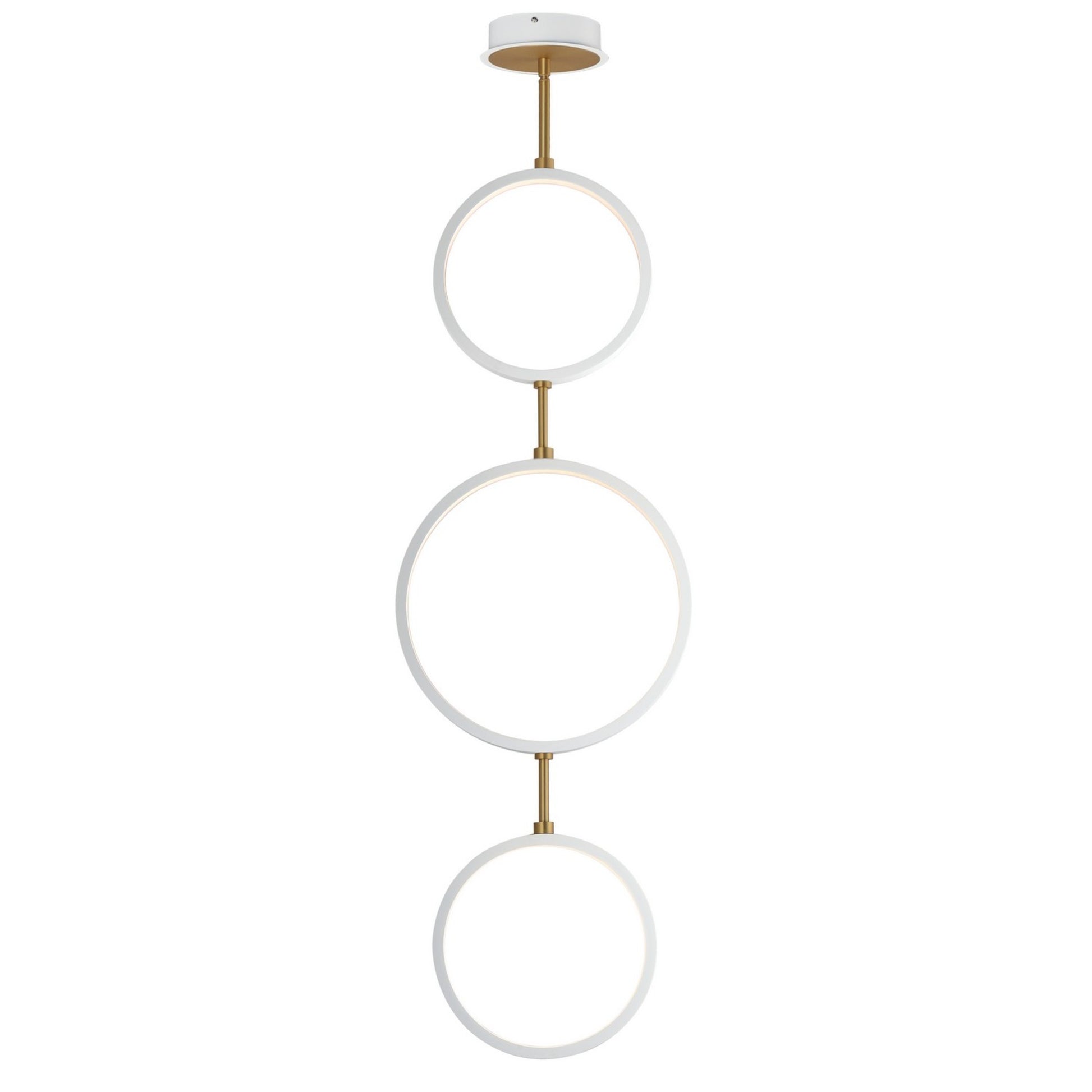 Hoopla 16" 3-Light LED Pendant, White & Gold Finish - Bees Lighting