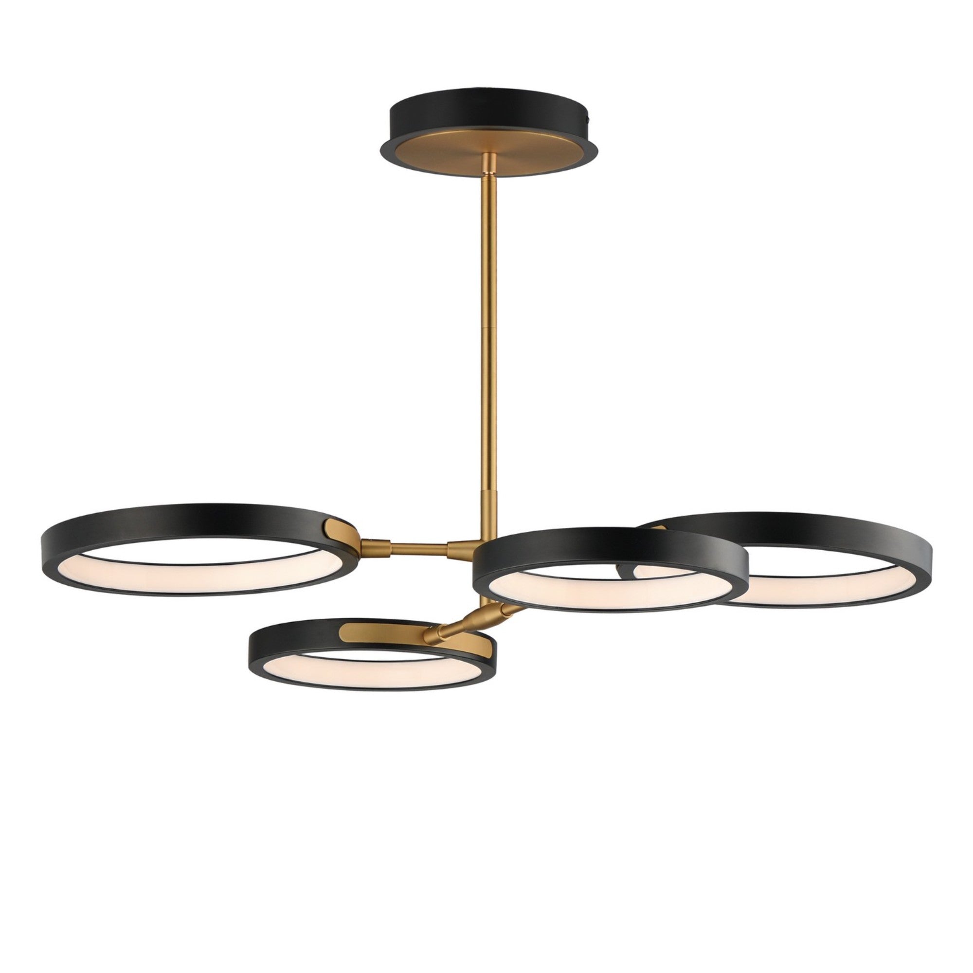 Hoopla 33" 4-Light LED Pendant, Black & Gold Finish - Bees Lighting