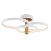Hoopla 26" 3-Light LED Semi-Flush Mount, White & Gold Finish - Bees Lighting