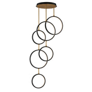 Hoopla 25" 6-Light LED Pendant, Black & Gold Finish - Bees Lighting