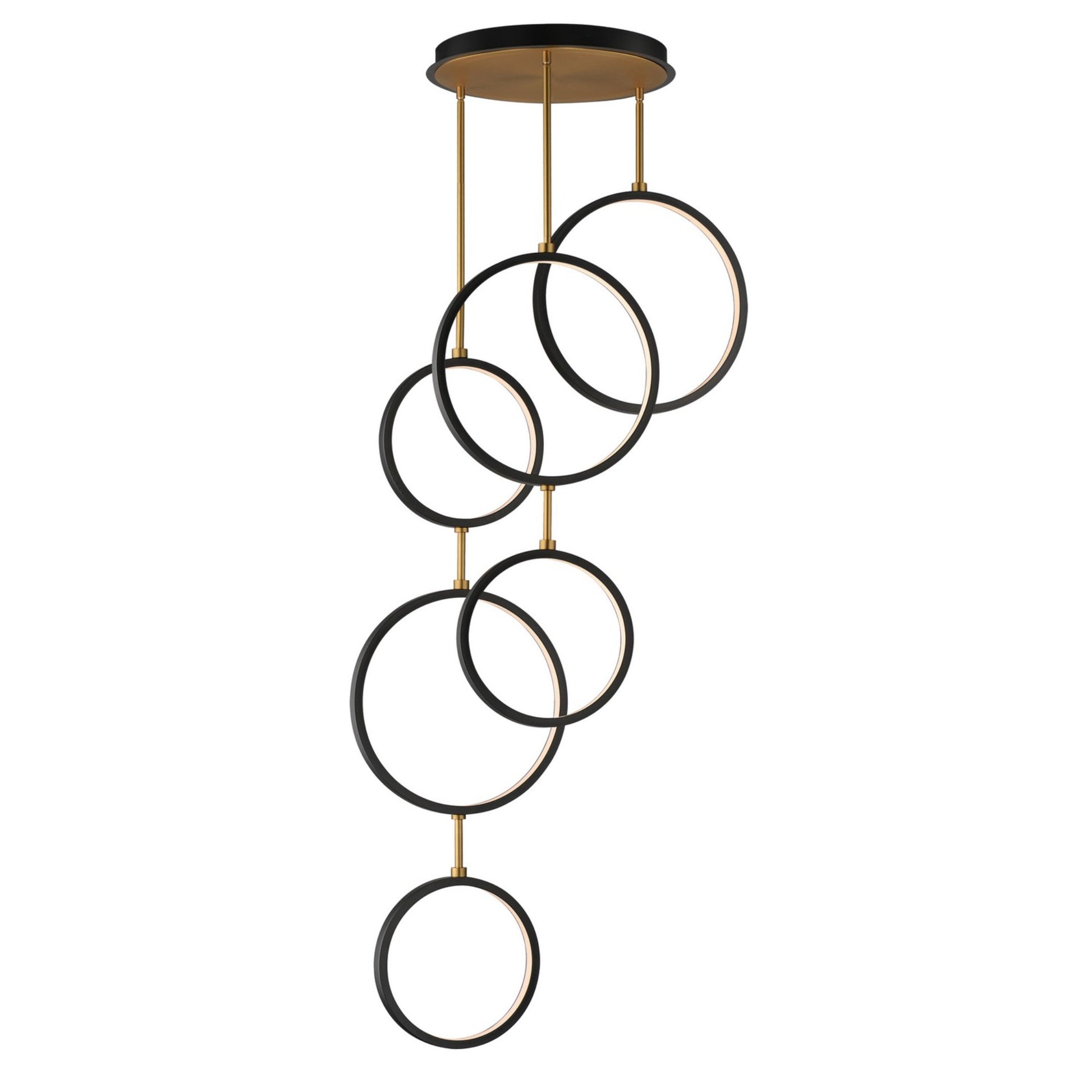 Hoopla 25" 6-Light LED Pendant, Black & Gold Finish - Bees Lighting
