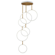 Hoopla 25" 6-Light LED Pendant, White & Gold Finish - Bees Lighting