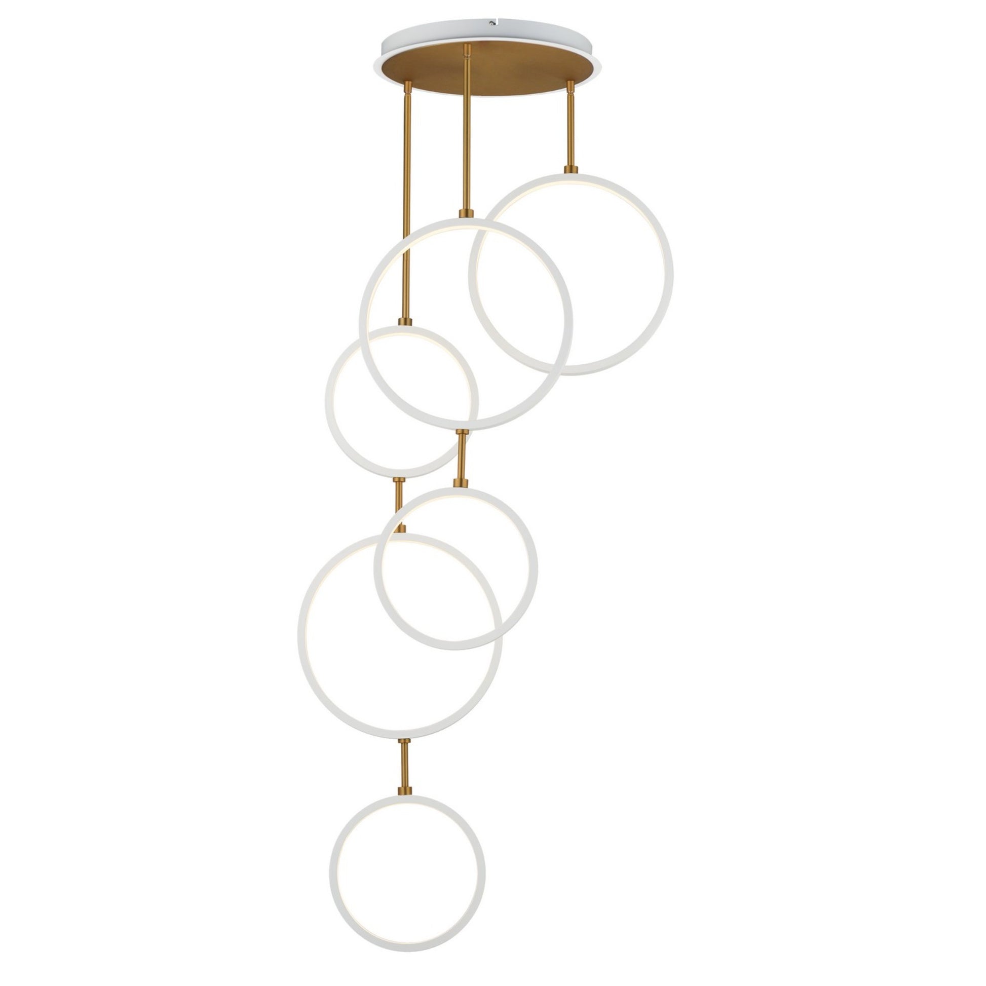 Hoopla 25" 6-Light LED Pendant, White & Gold Finish - Bees Lighting