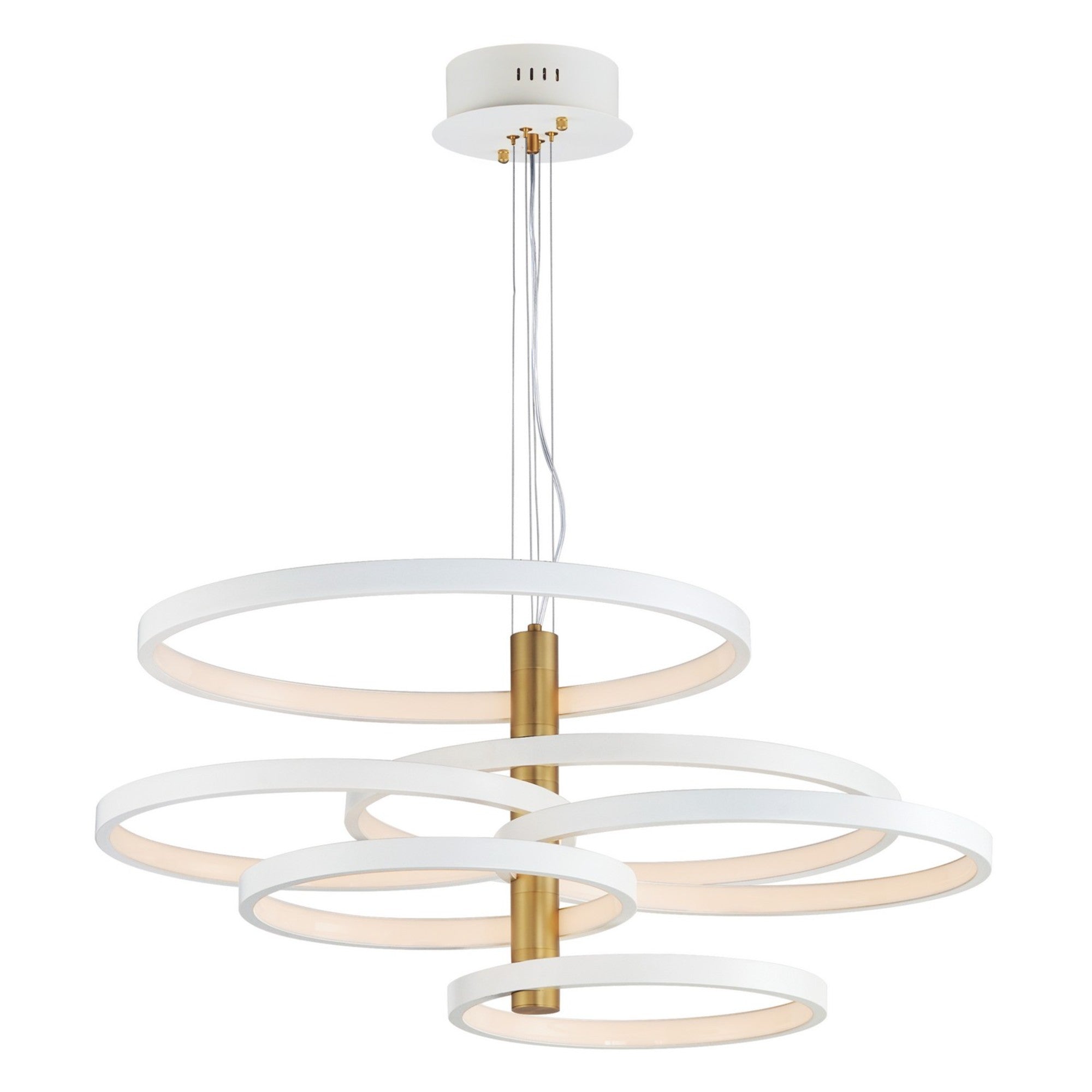 Hoopla 45" 6-Light LED Pendant, White & Gold Finish - Bees Lighting