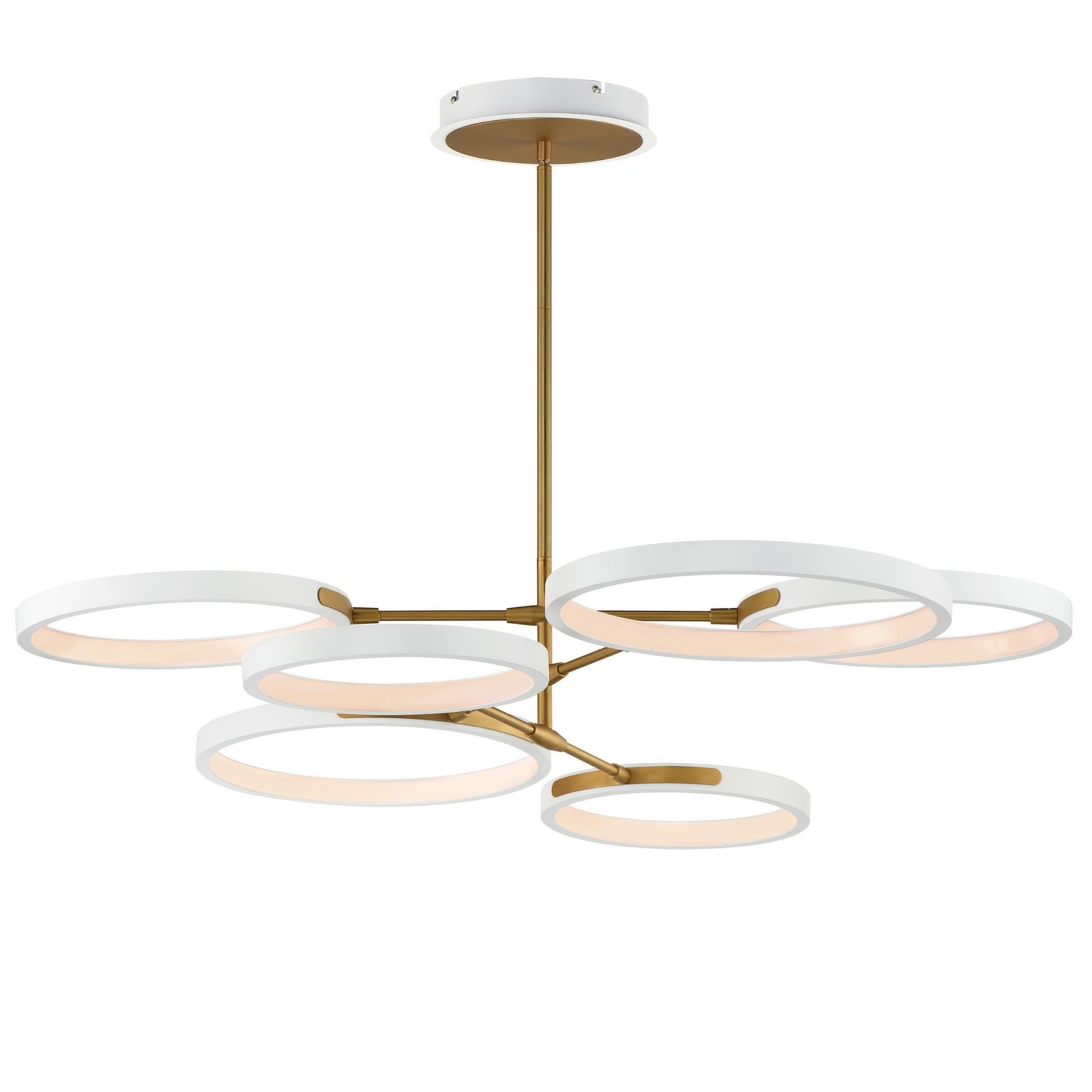 Hoopla 47" 6-Light LED Pendant, White & Gold Finish - Bees Lighting