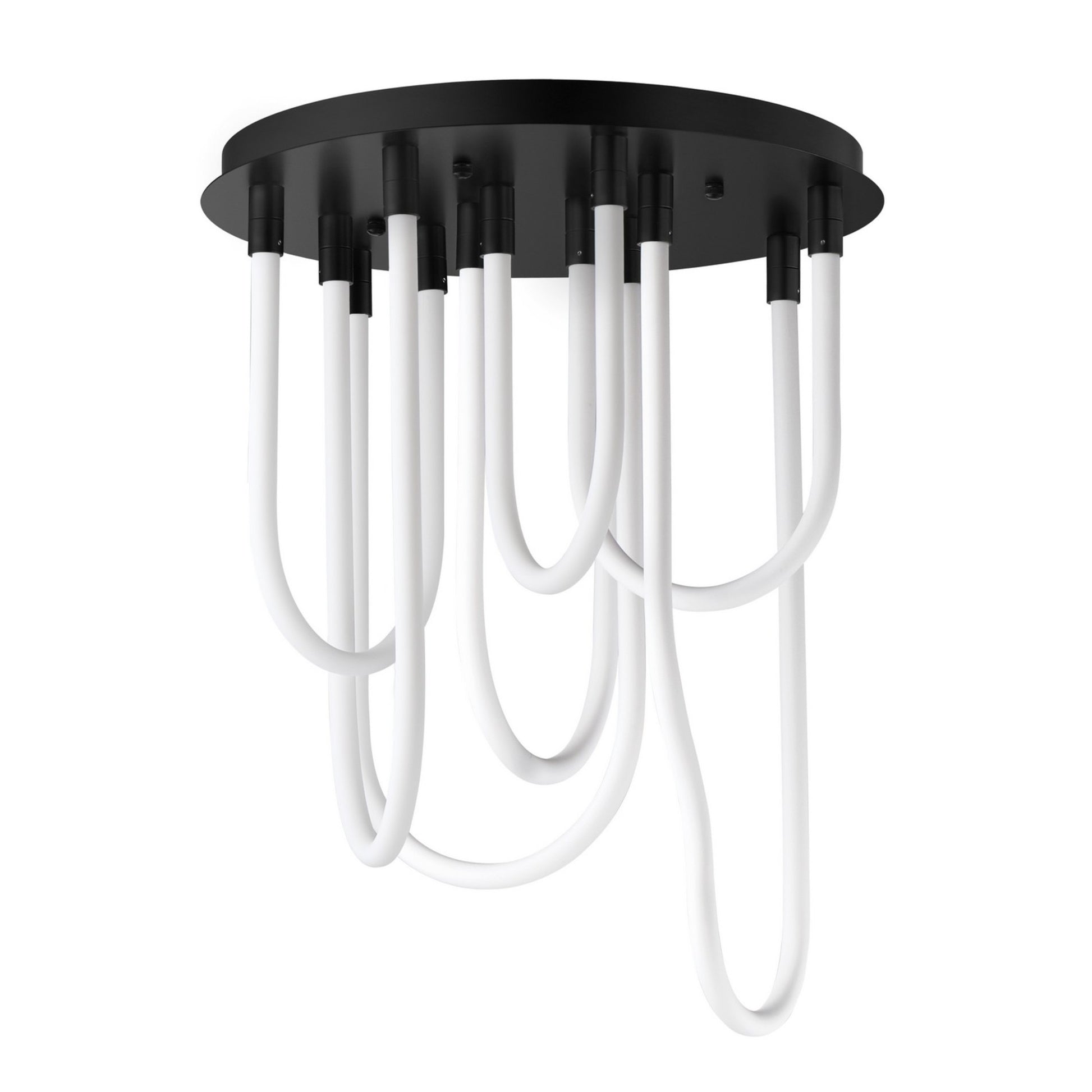 Soleil 25" 7-Light LED Round Flush Mount Chandelier, Black Finish - Bees Lighting