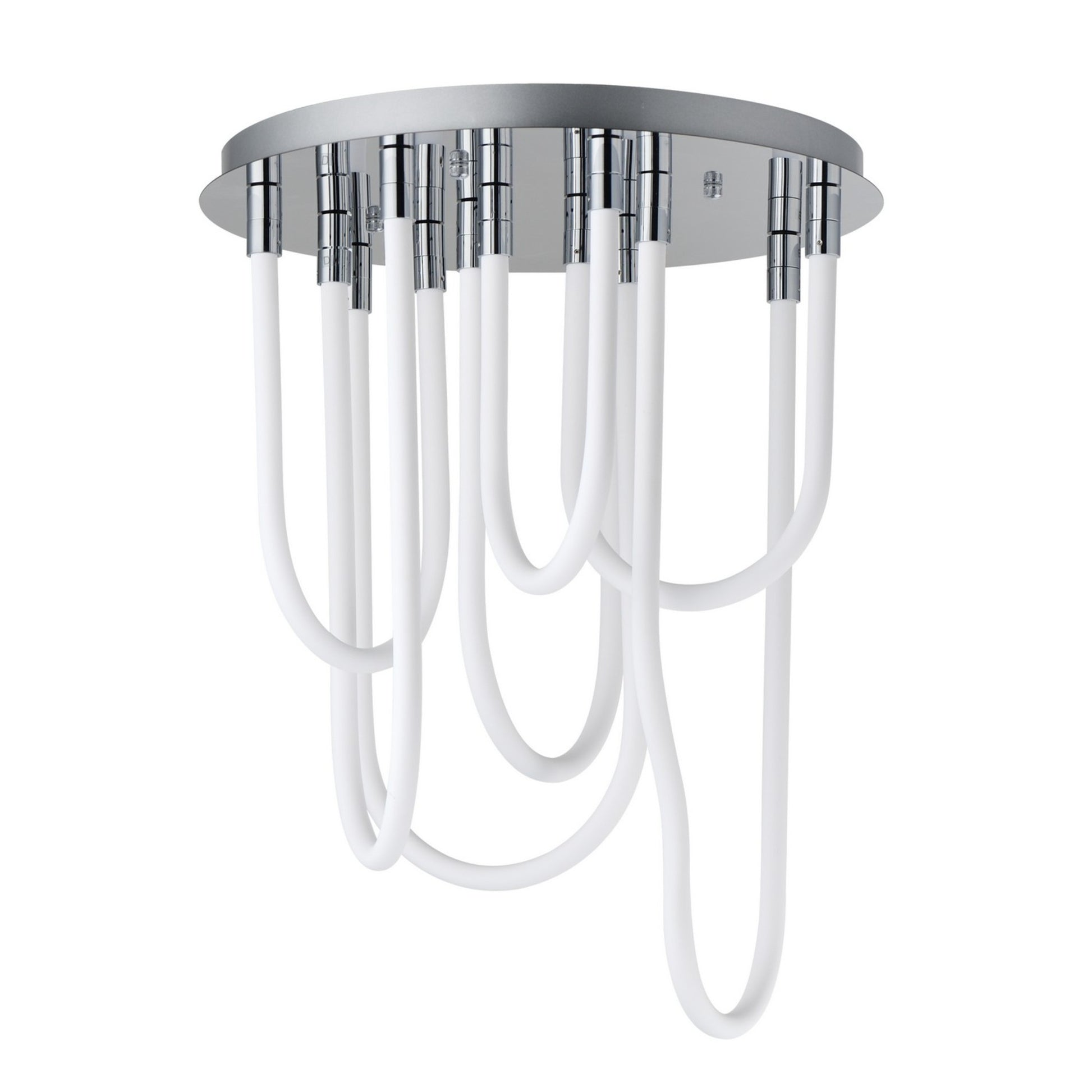 Soleil 25" 7-Light LED Round Flush Mount Chandelier, Polished Chrome Finish - Bees Lighting