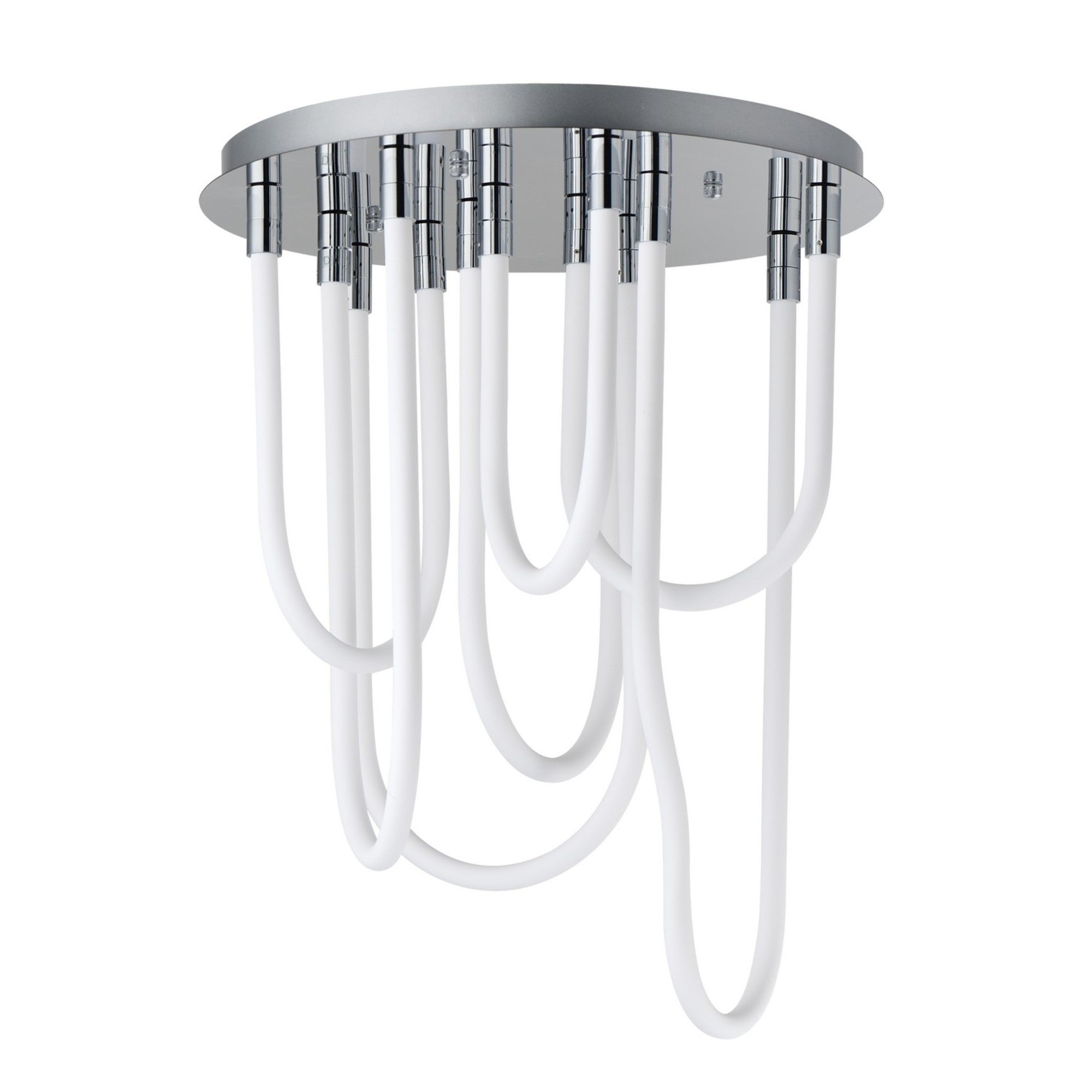 Soleil 25" 7-Light LED Round Flush Mount Chandelier, Polished Chrome Finish - Bees Lighting