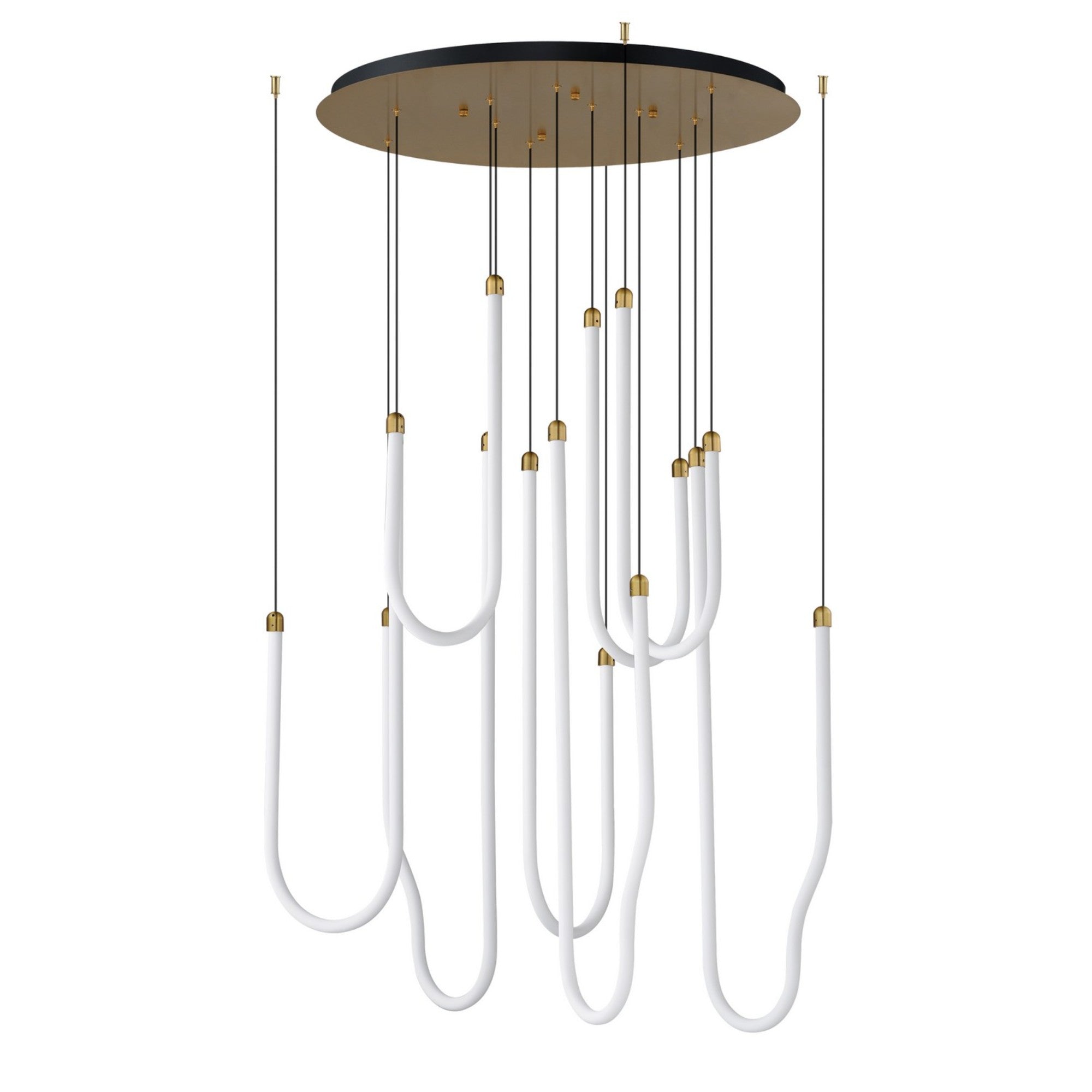 Soleil 36" 8-Light LED Pendant, Natural Aged Brass Finish - Bees Lighting