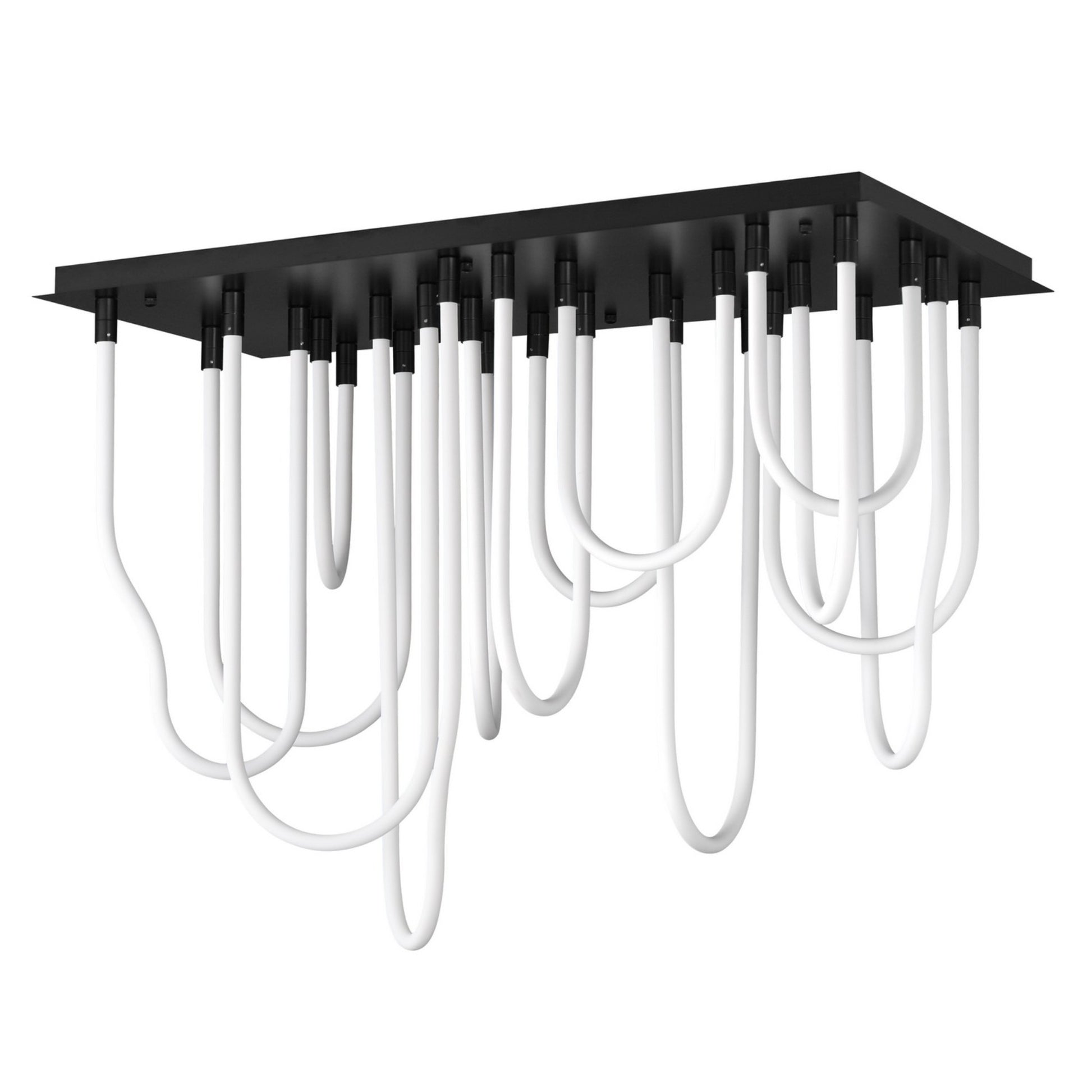 Soleil 42" 14-Light LED Flush Mount Chandelier, Black Finish - Bees Lighting