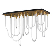 Soleil 42" 14-Light LED Flush Mount Chandelier, Natural Aged Brass Finish - Bees Lighting