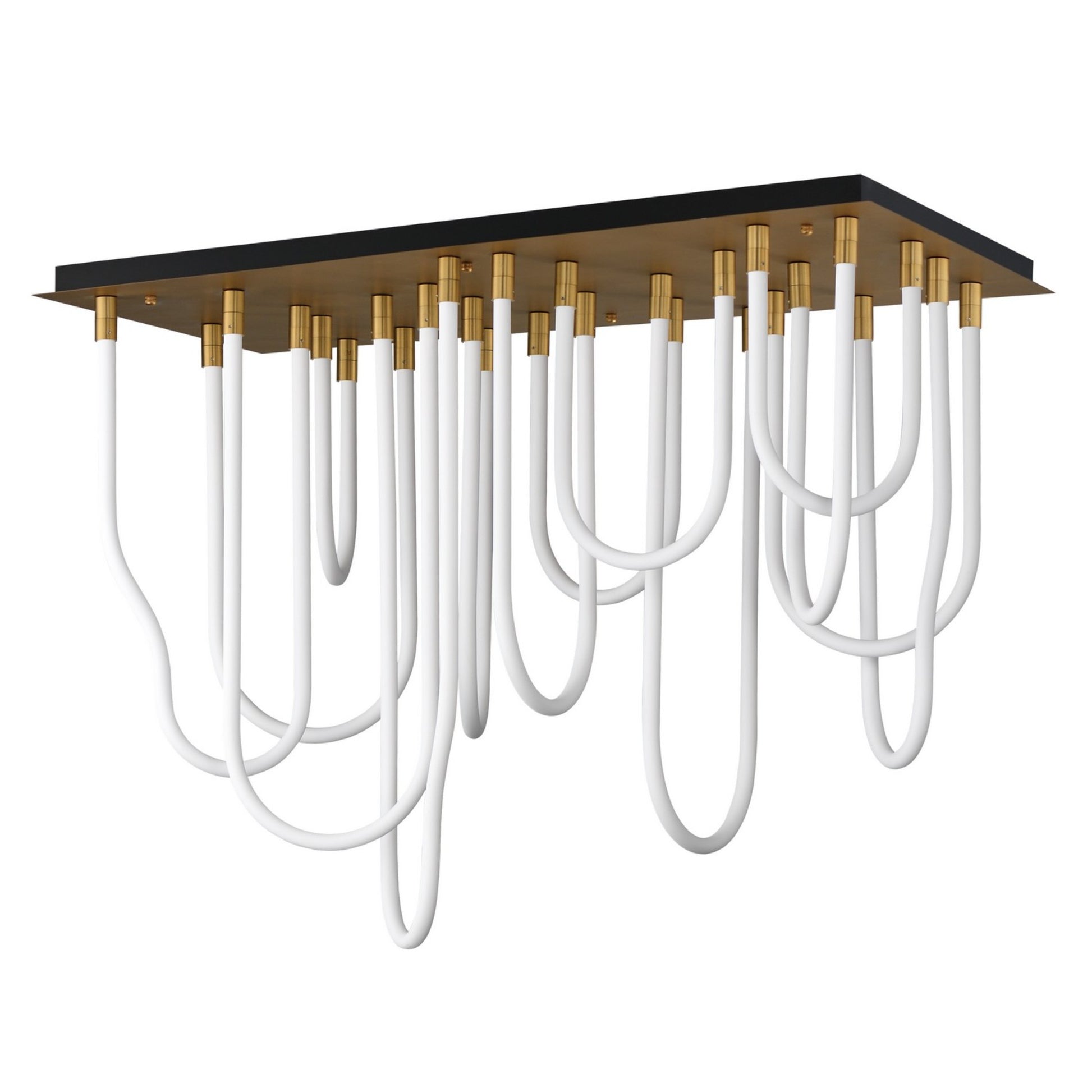 Soleil 42" 14-Light LED Flush Mount Chandelier, Natural Aged Brass Finish - Bees Lighting