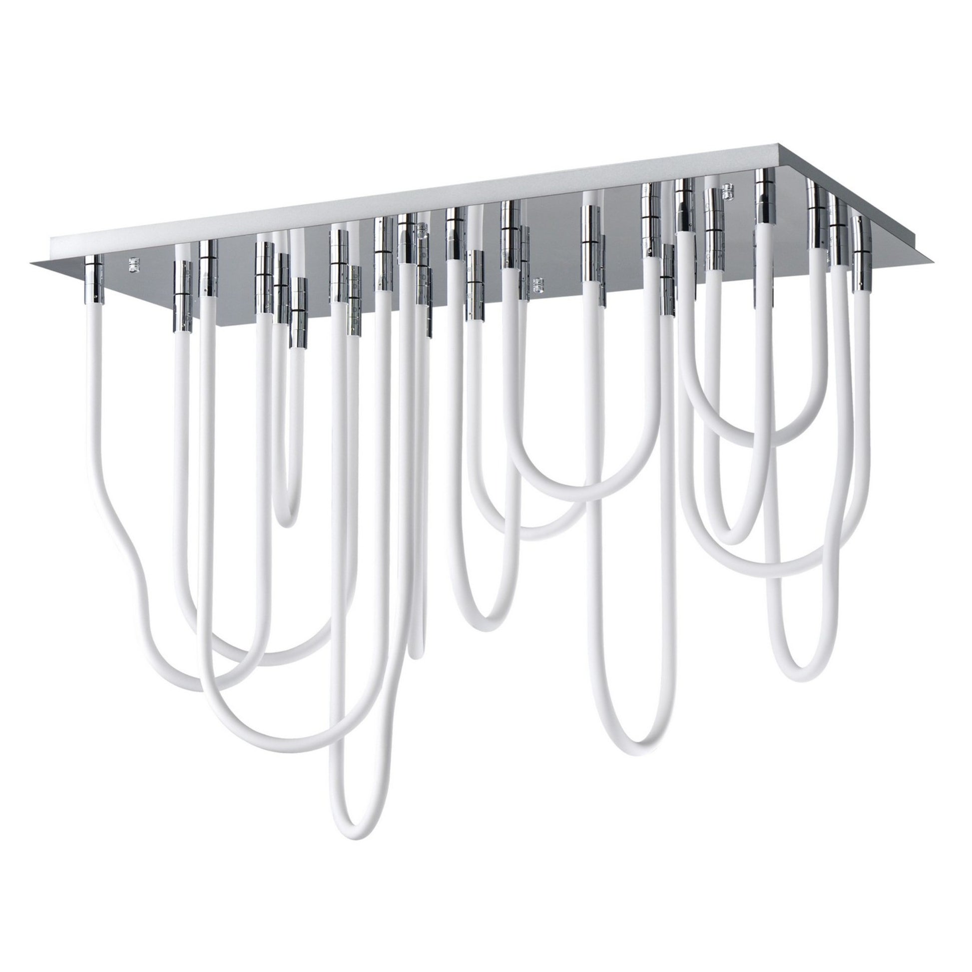 Soleil 42" 14-Light LED Flush Mount Chandelier, Polished Chrome Finish - Bees Lighting