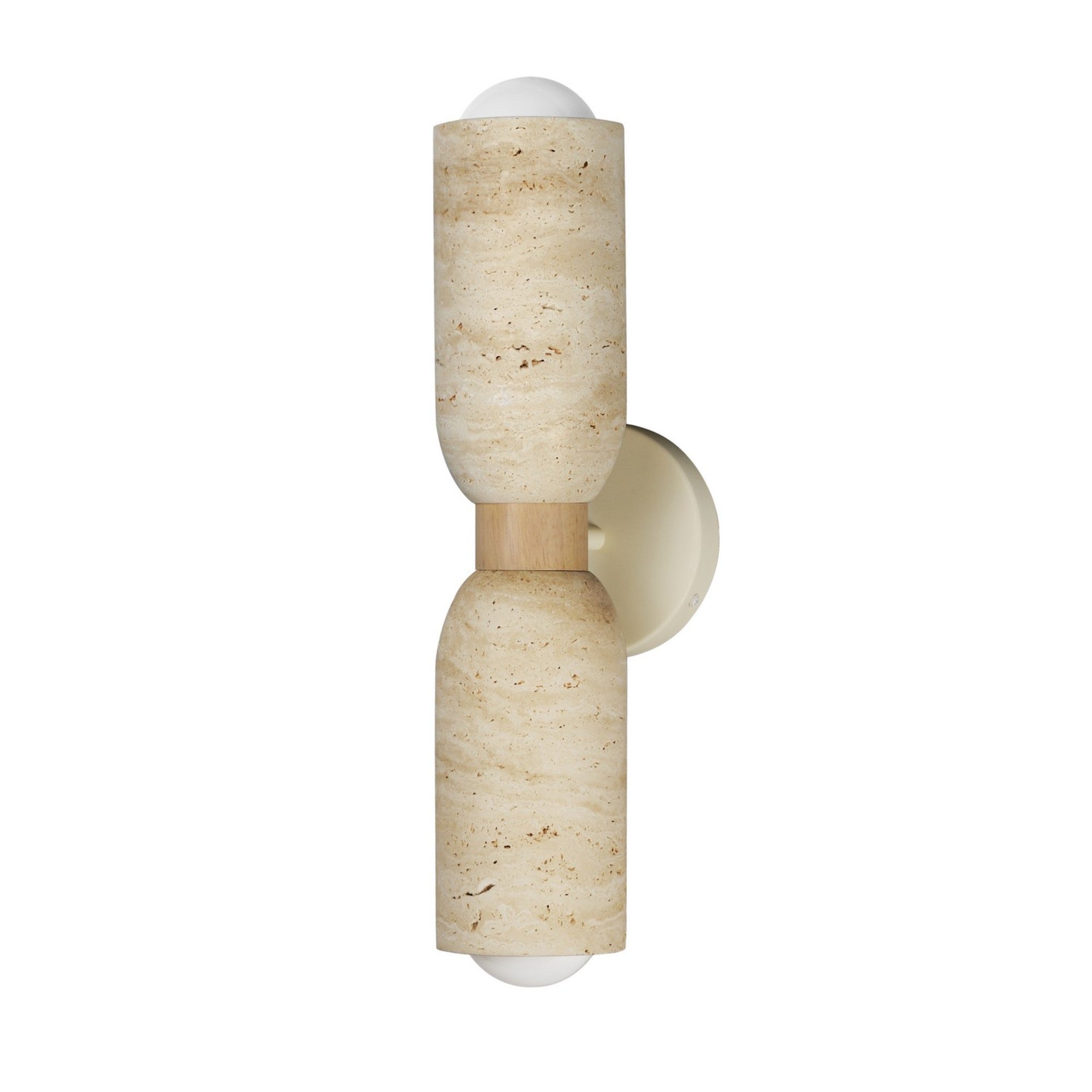 Pompeii 20" 2-Light Wall Sconce, Travertine & Oyster Finish - Bees Lighting