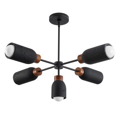 Pompeii 37" 5-Light Pendant, Lava / Black Finish