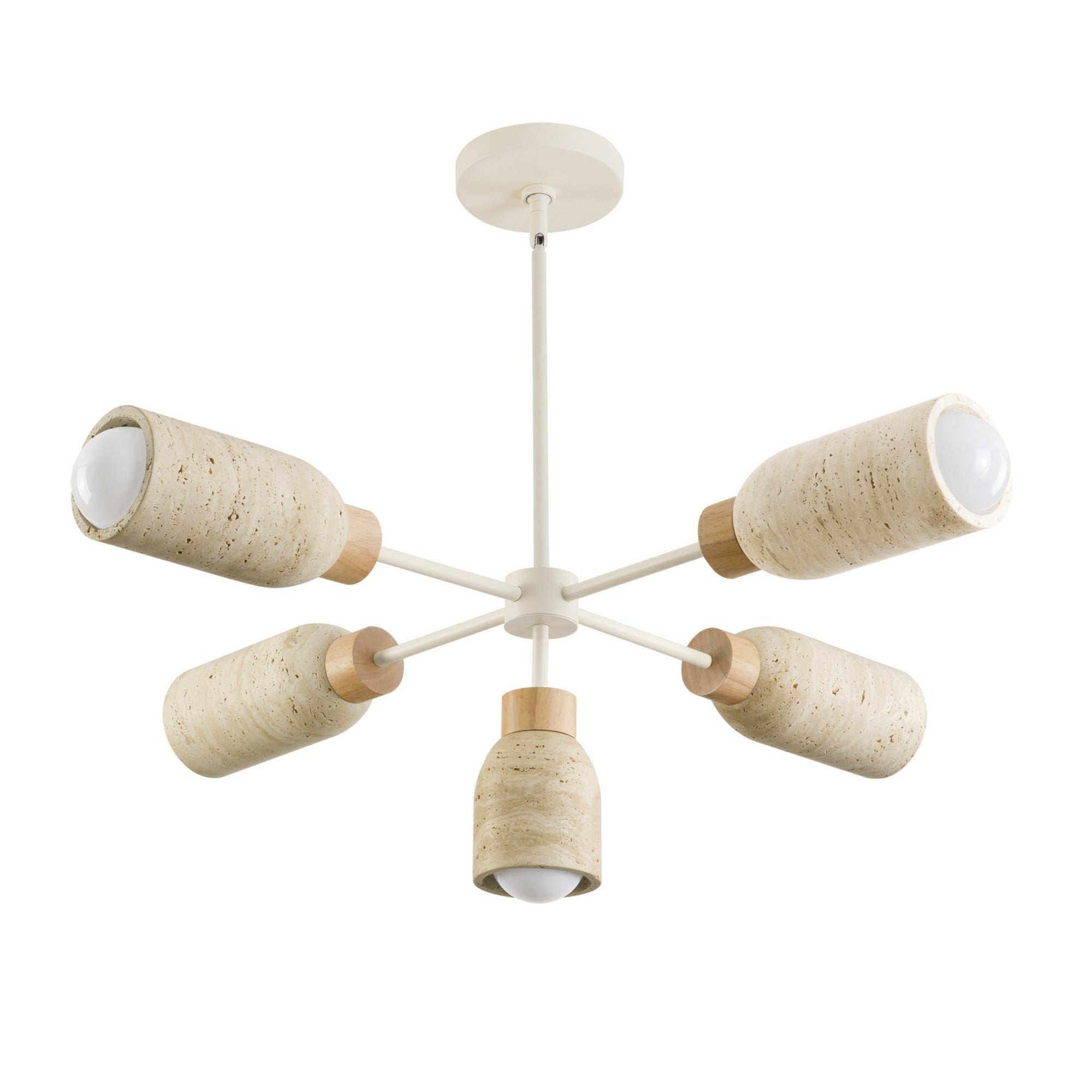 Pompeii 37" 5-Light Pendant, Travertine / Oyster Finish - Bees Lighting