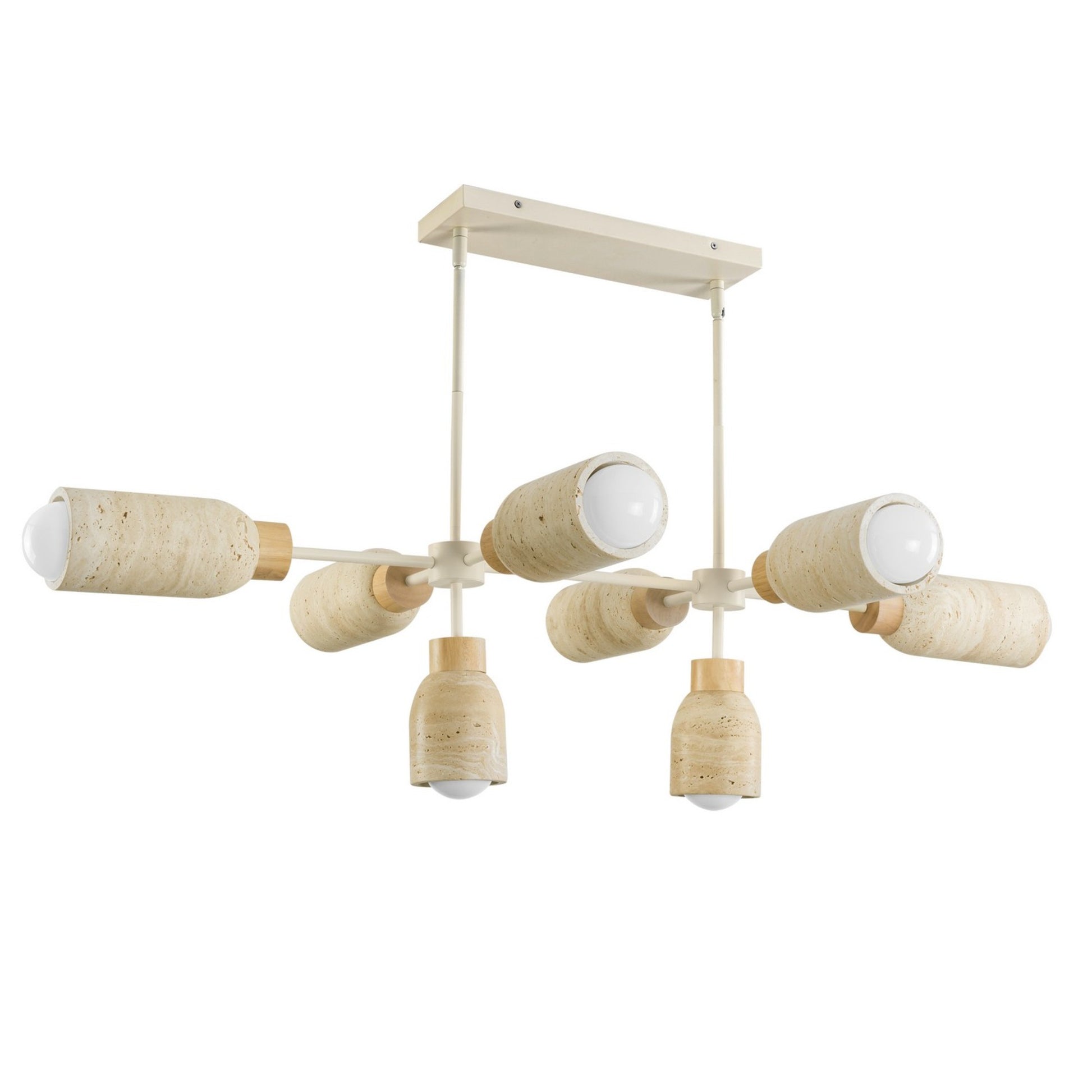 Pompeii 50" 8-Light Pendant, Travertine / Oyster Finish - Bees Lighting