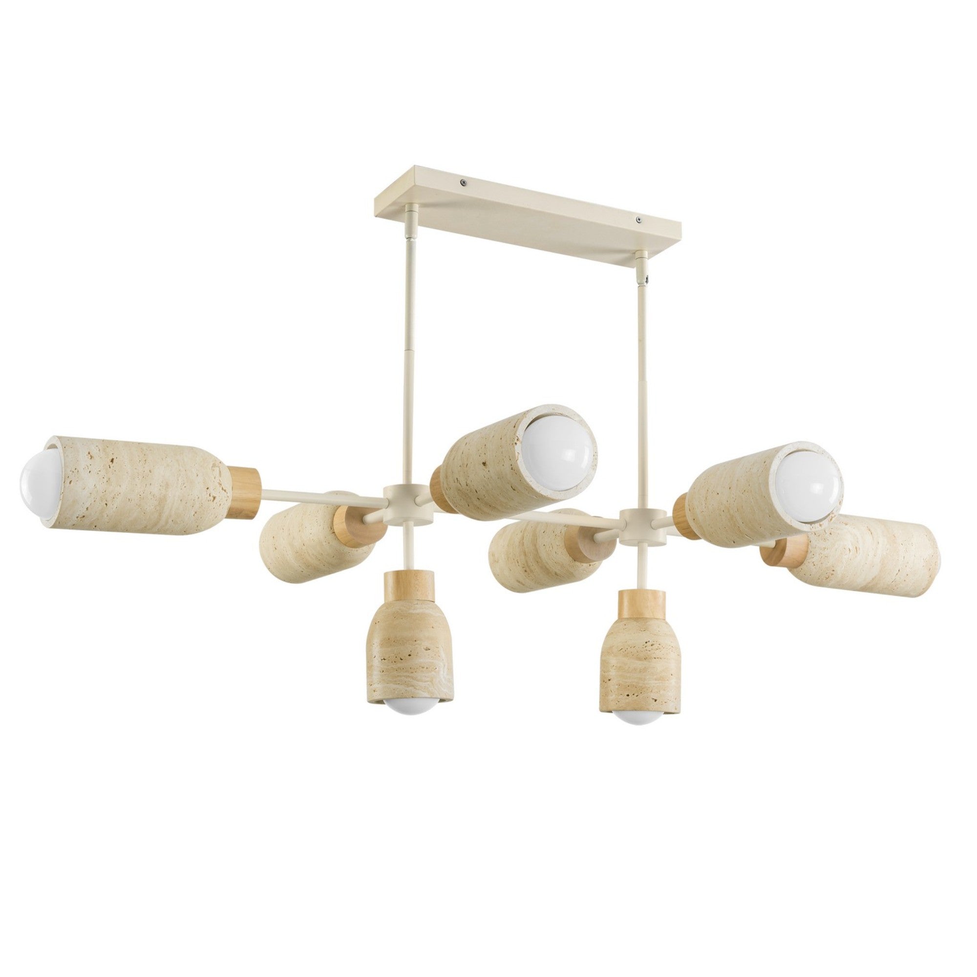 Pompeii 50" 8-Light Pendant, Travertine / Oyster Finish - Bees Lighting