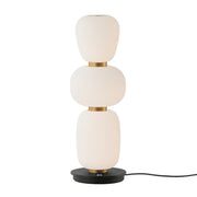 Soji 18" LED Triple Stack Portable Lamp, Black & Gold Finish - Bees Lighting