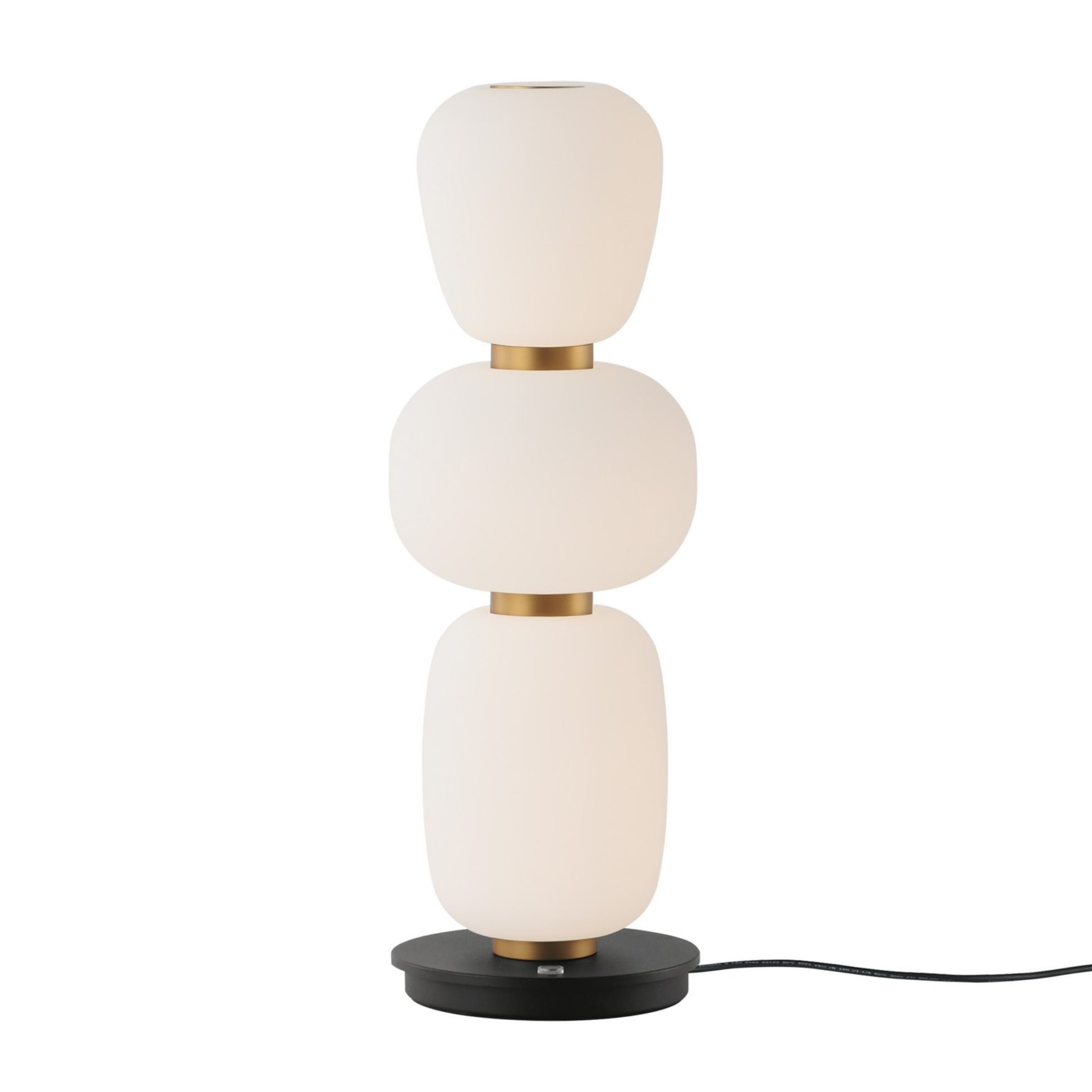 Soji 18" LED Triple Stack Portable Lamp, Black & Gold Finish - Bees Lighting